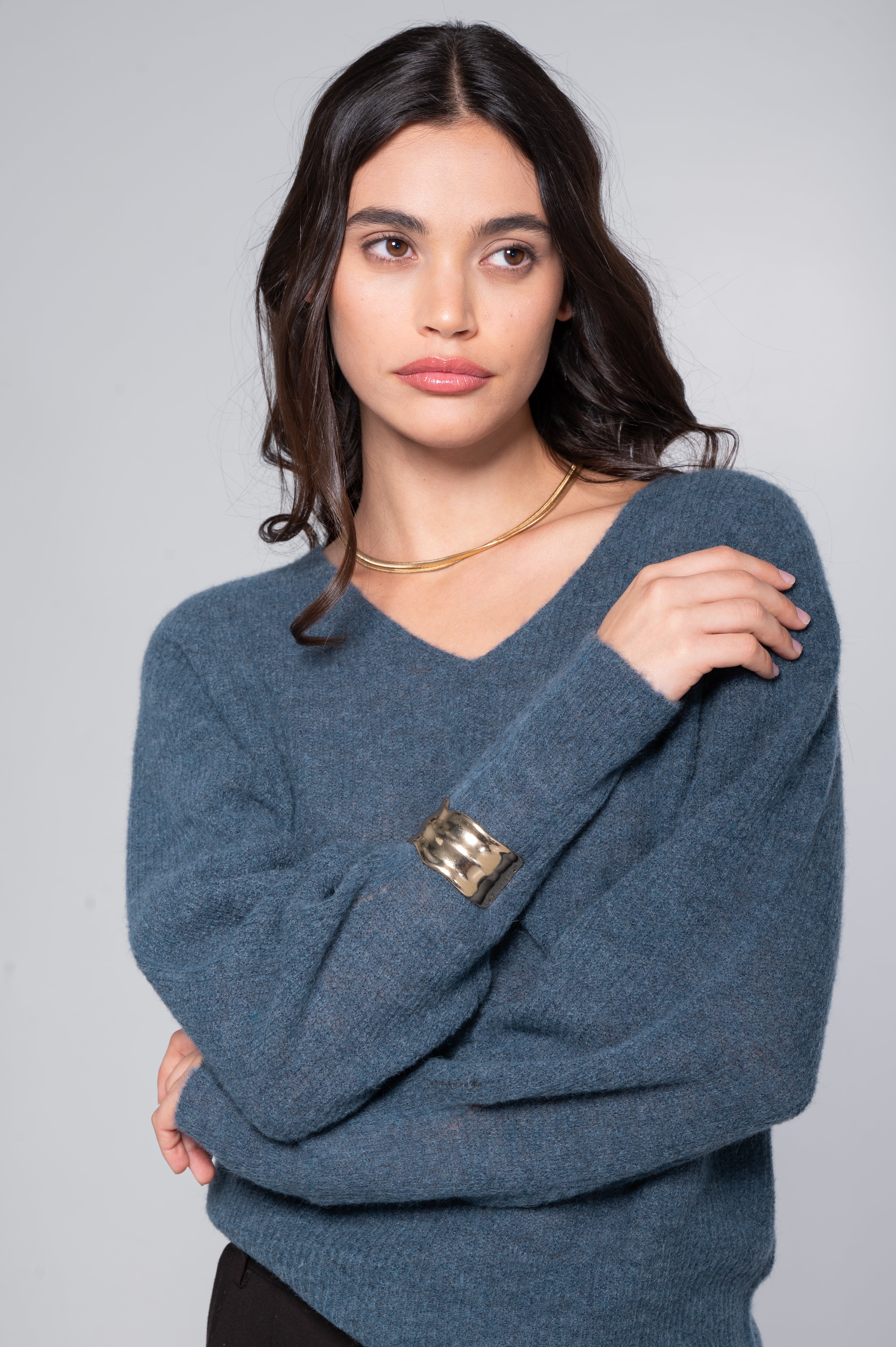 V neck pullover in alpaca 7483