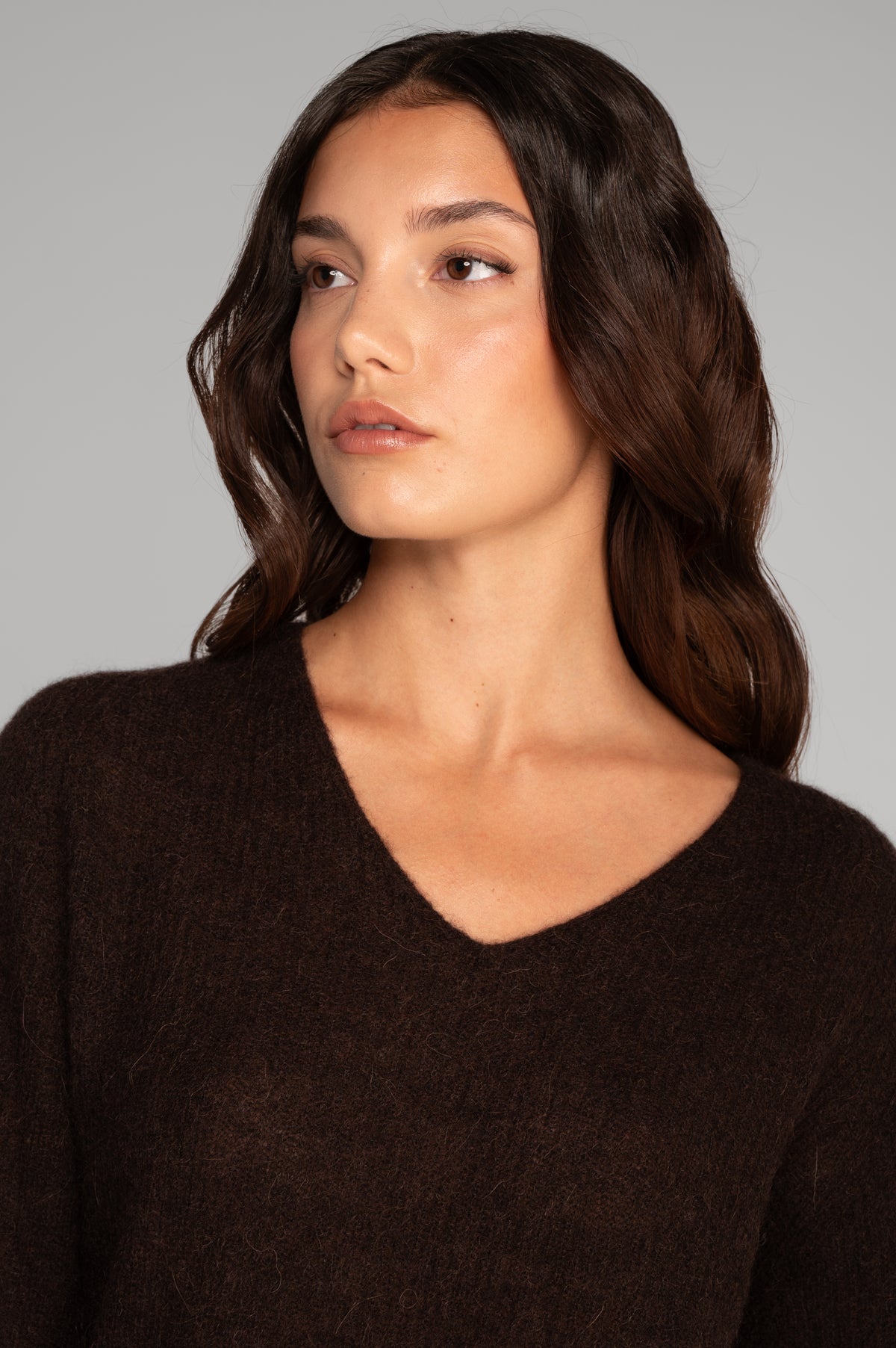 V neck pullover in alpaca 7483