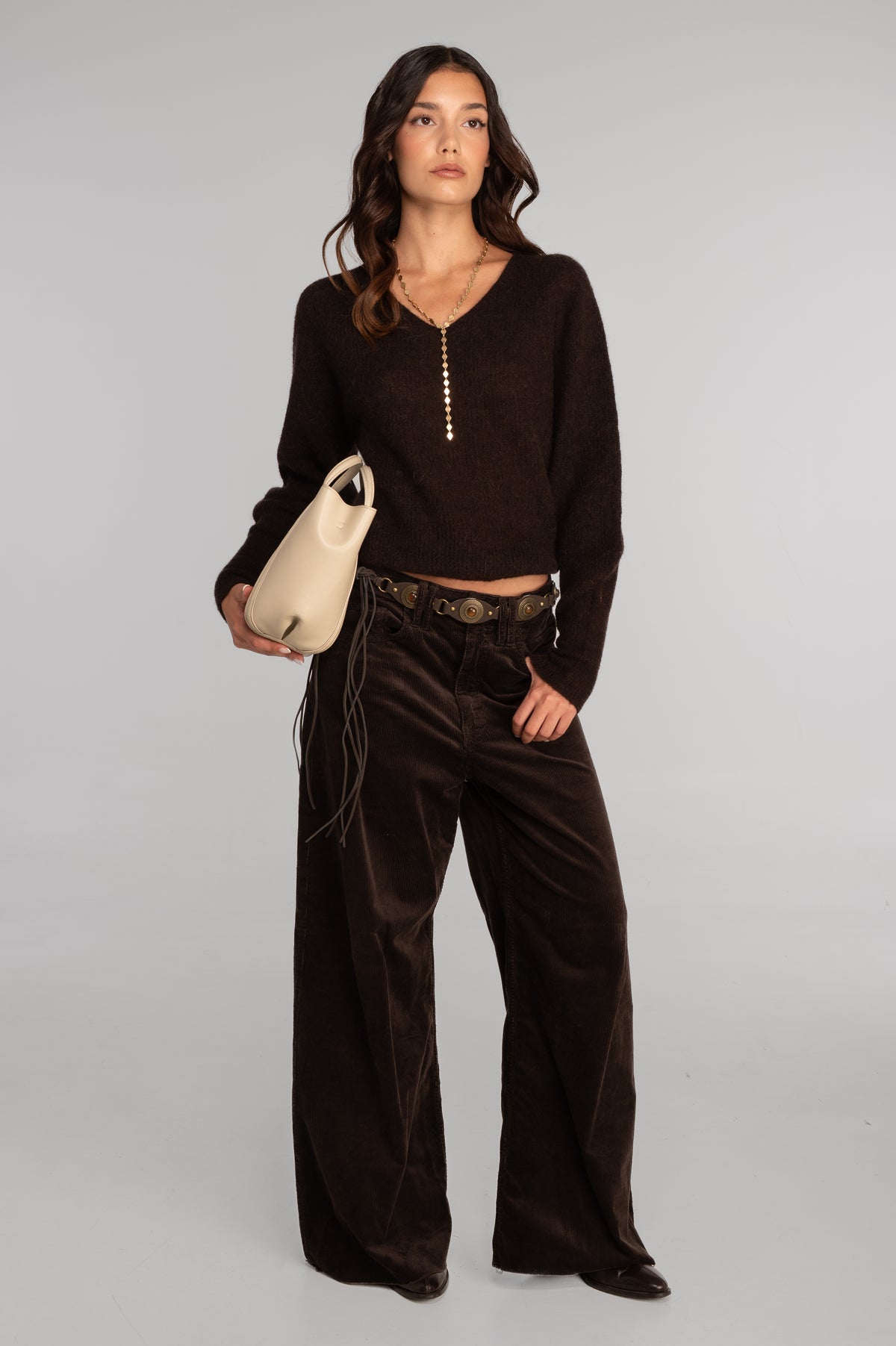 V neck pullover in alpaca 7483