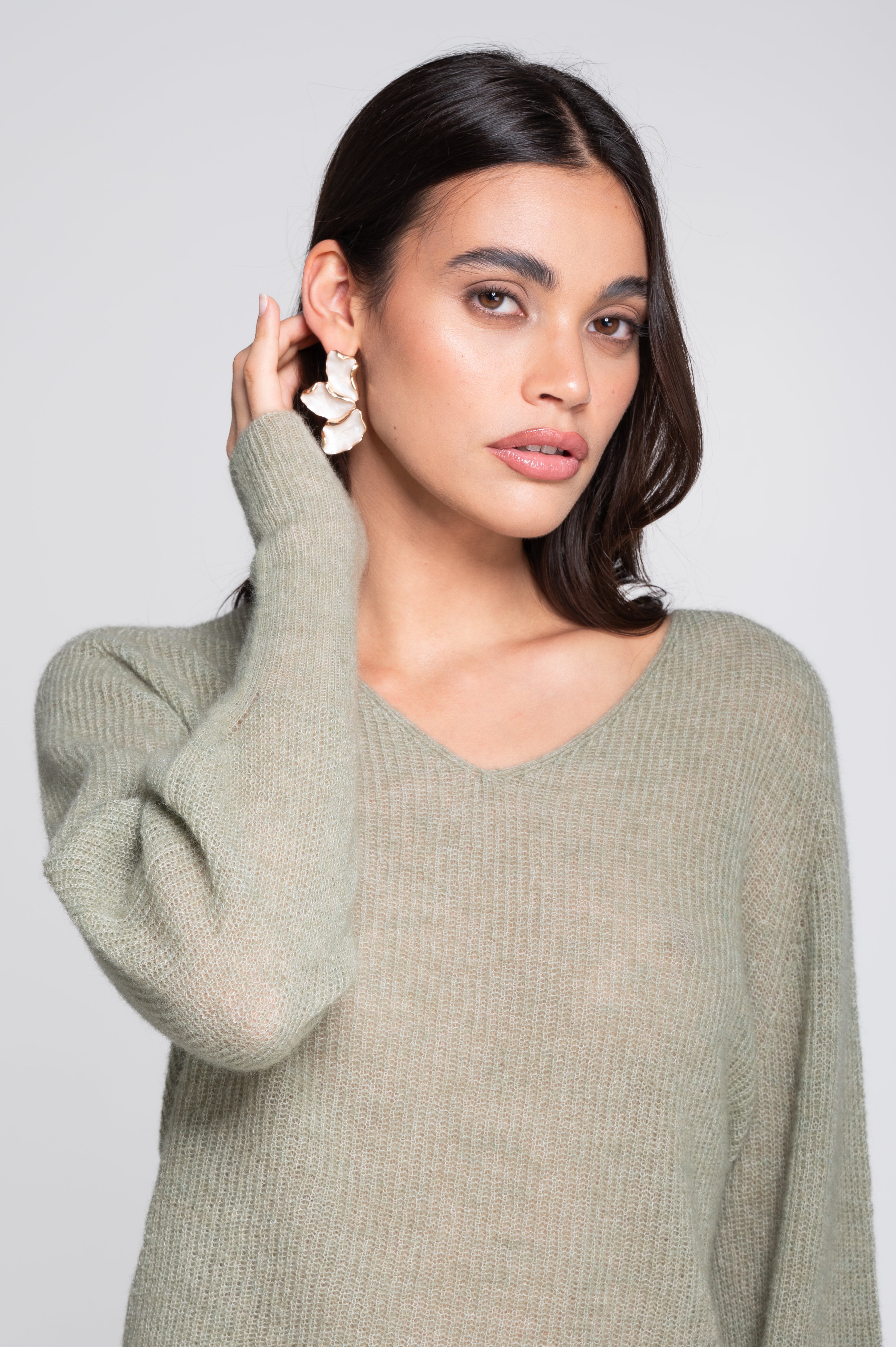 V neck pullover in alpaca 7483