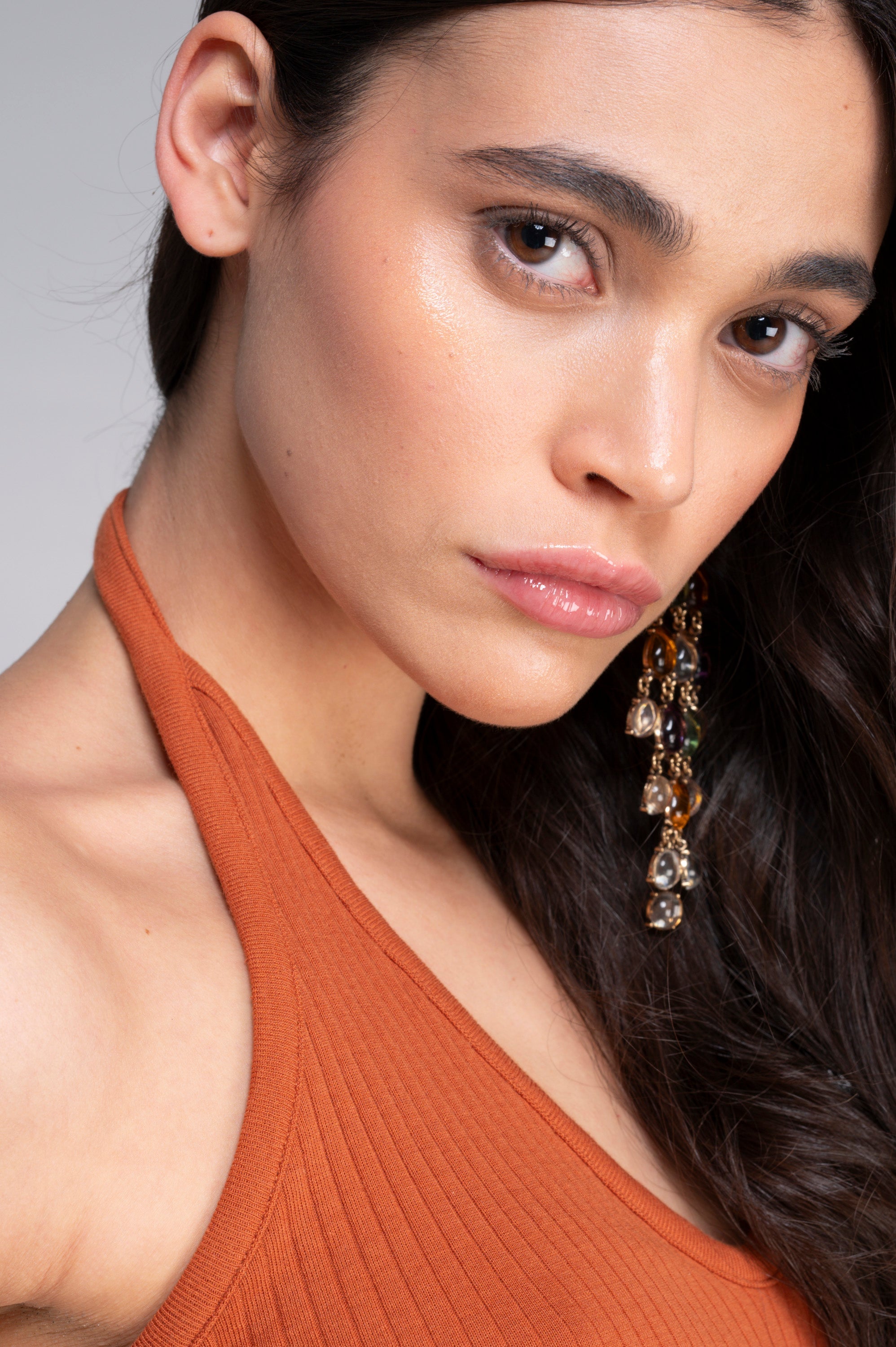 Cotton halter V neck top 7560