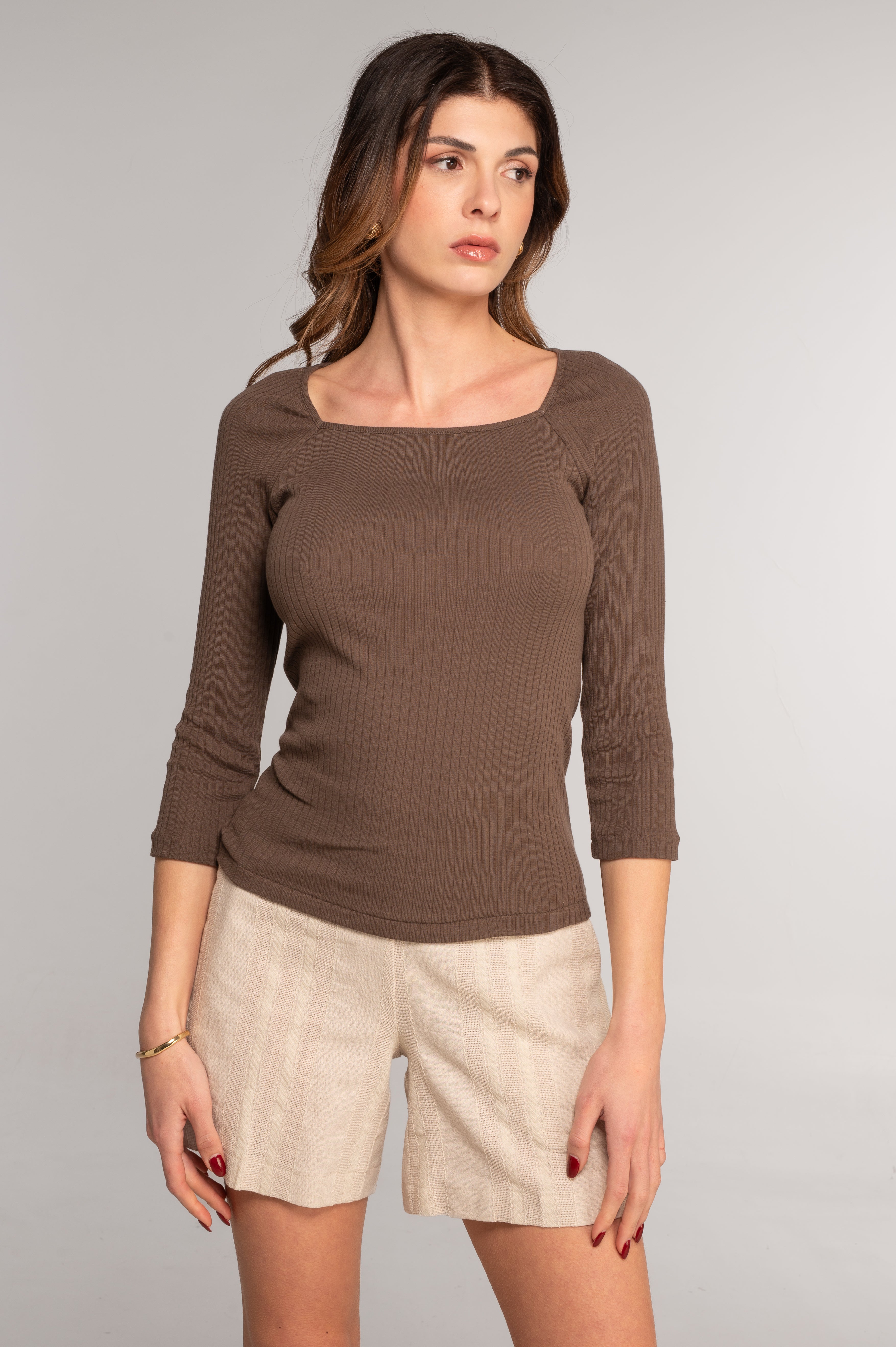 Cotton three-quarter sleeve shirt 7567