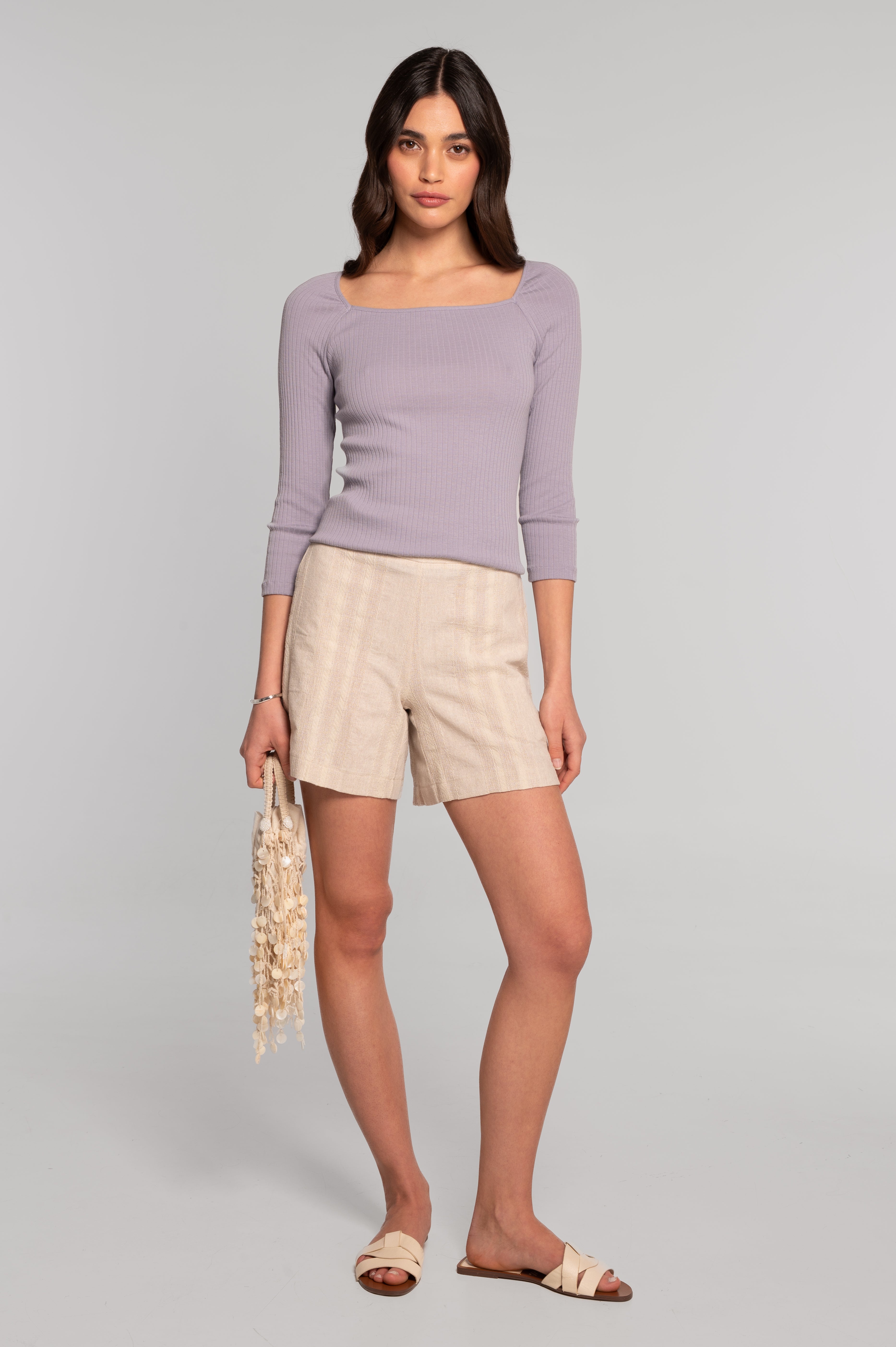 Cotton three-quarter sleeve shirt 7567