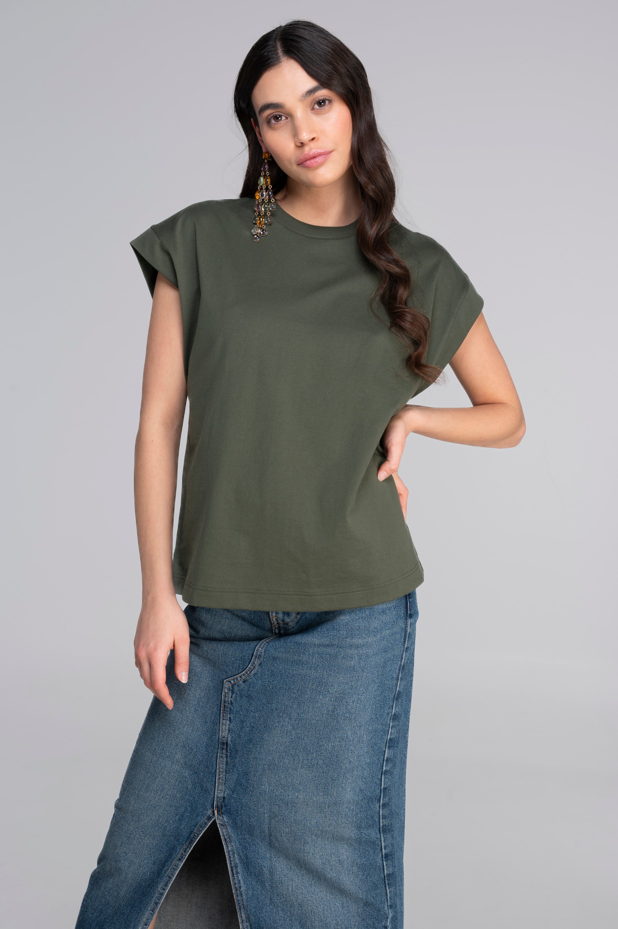 T-shirt with kimono sleeves in heavyweigh jersey cotton 7570