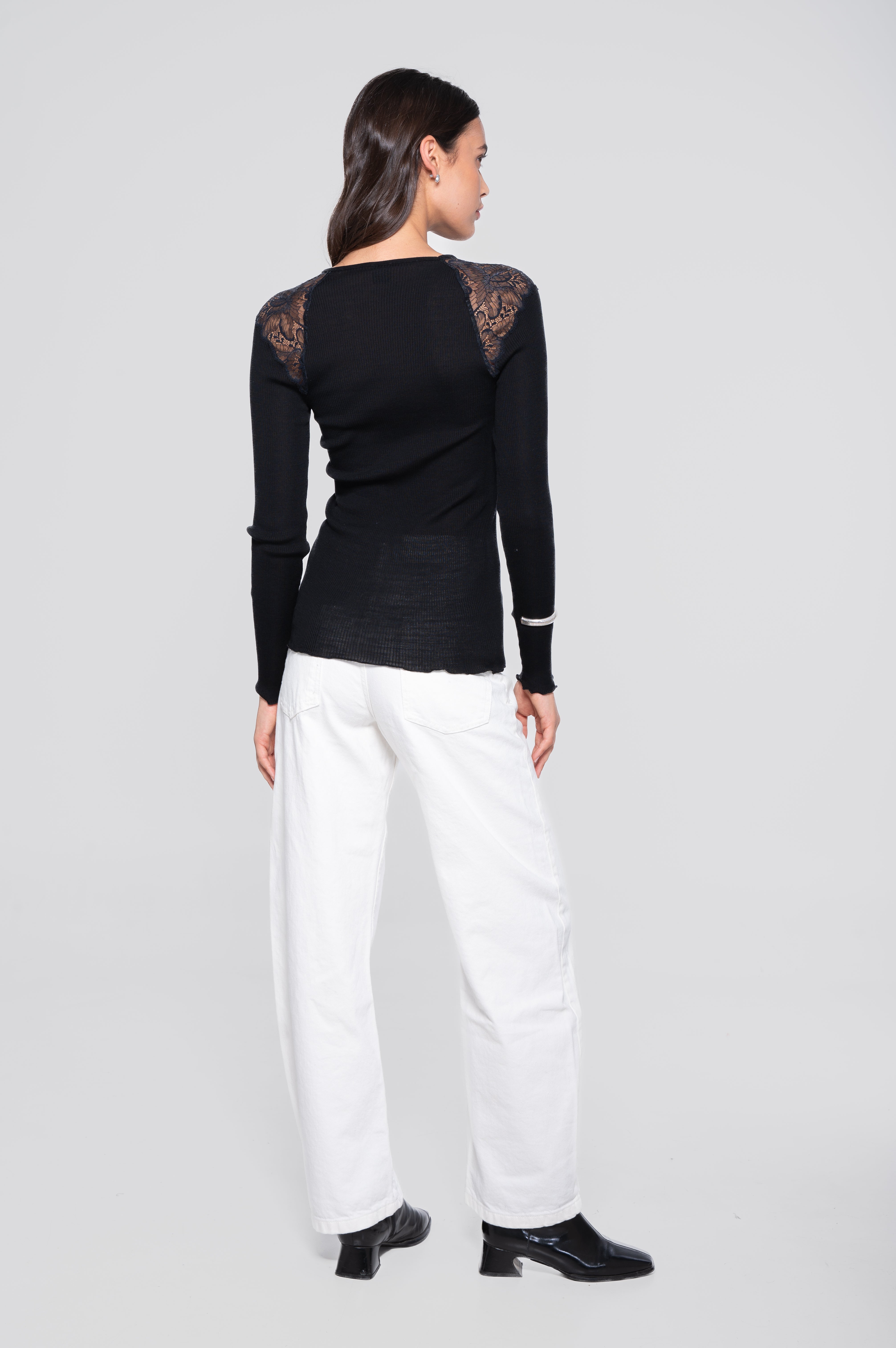 Haut à manches longues femme 70% laine, 30% soie 7612