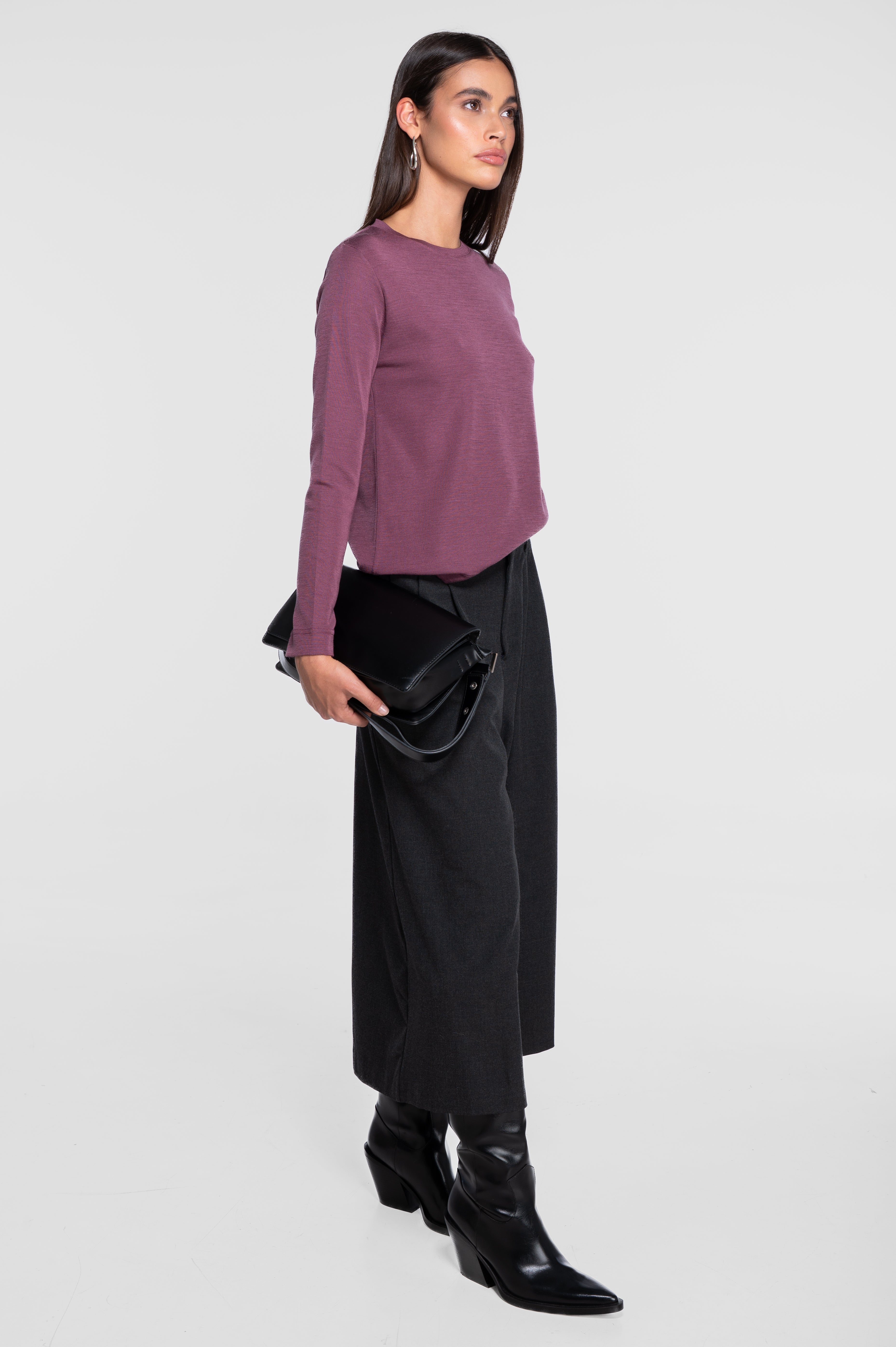 Wool and silk long sleeves roundneck shirt 7637