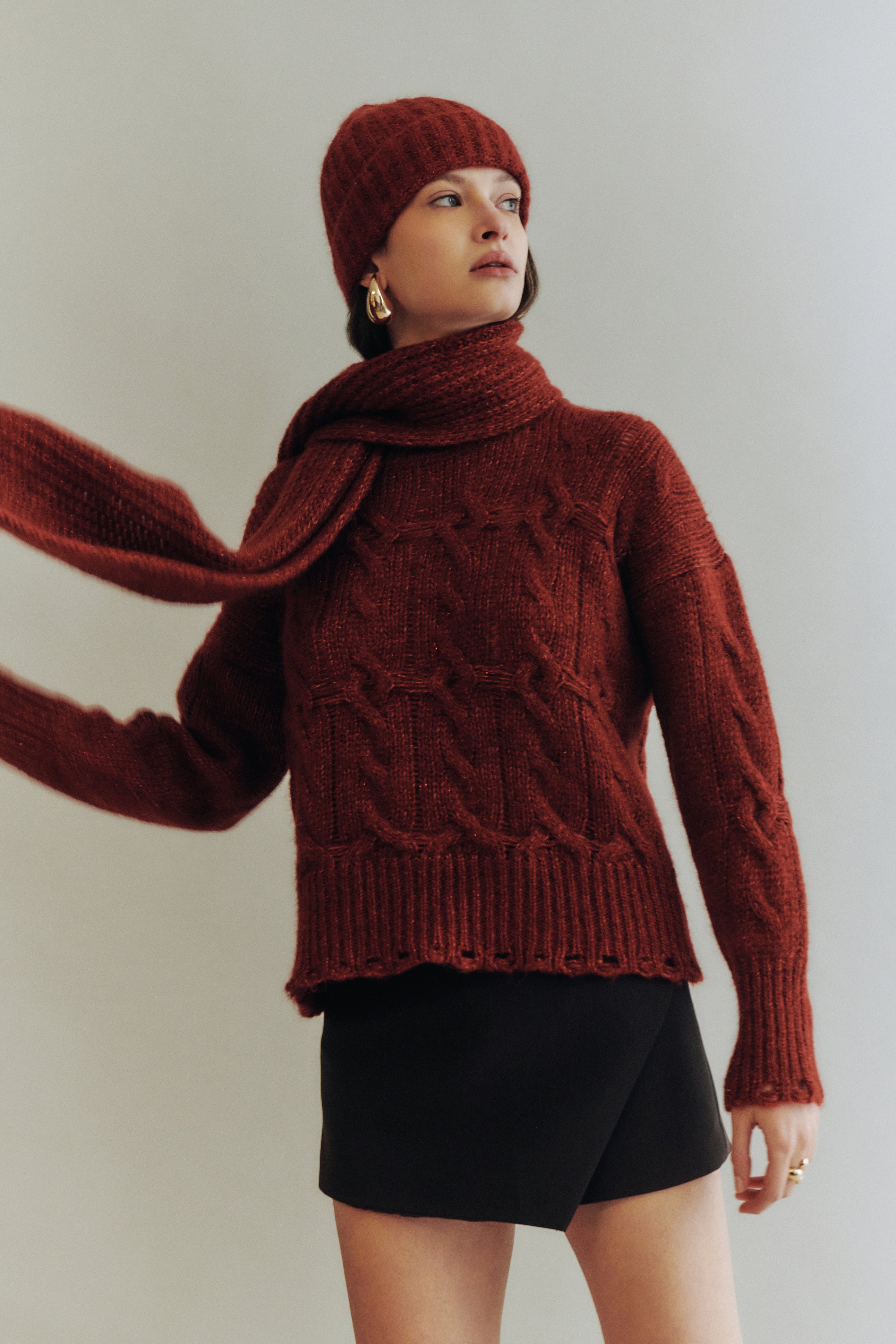 Roundneck pullover in alpaca blend with lurex 7661