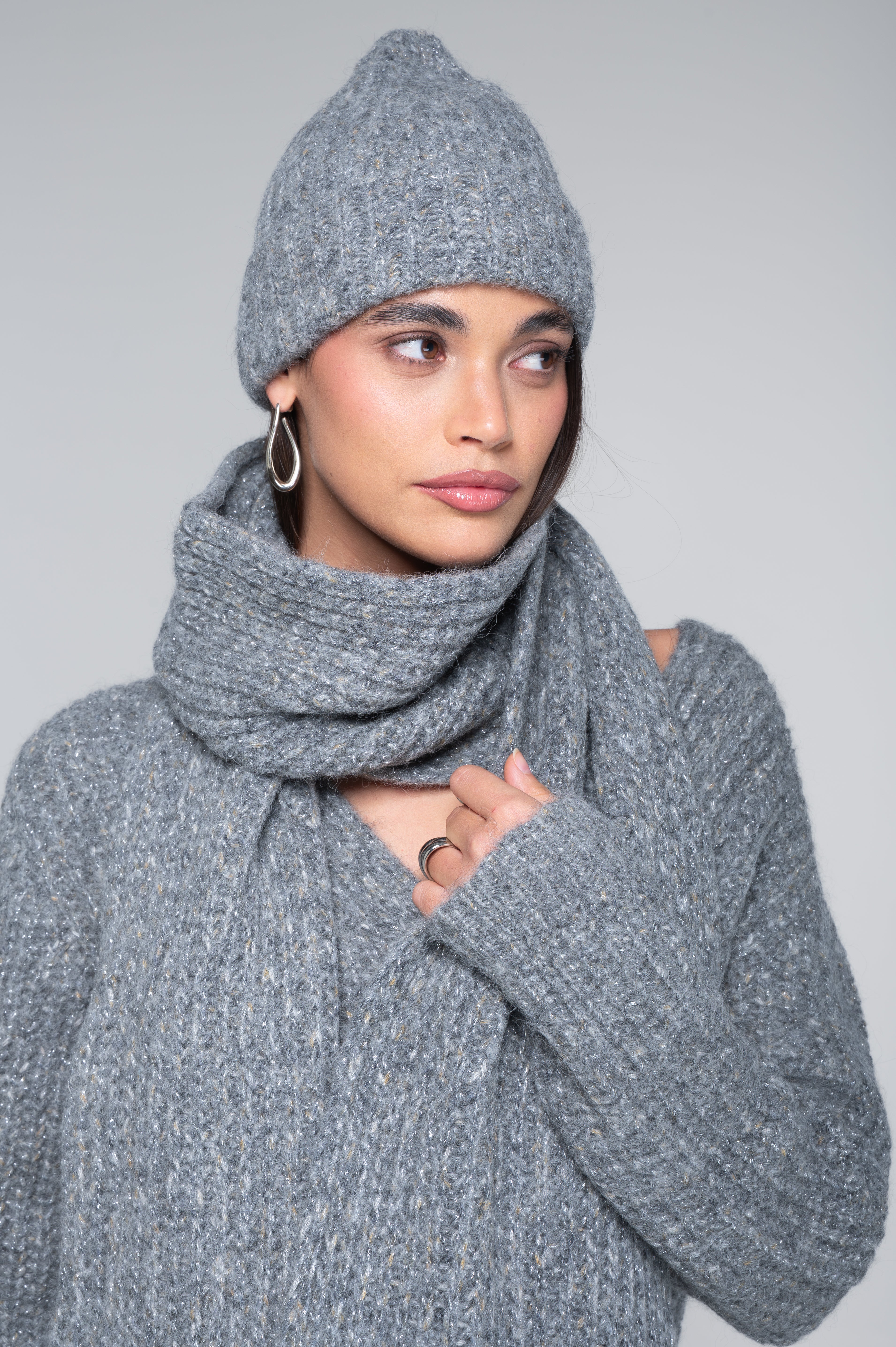 V neck cardigan in alpaca blend with lurex 7662