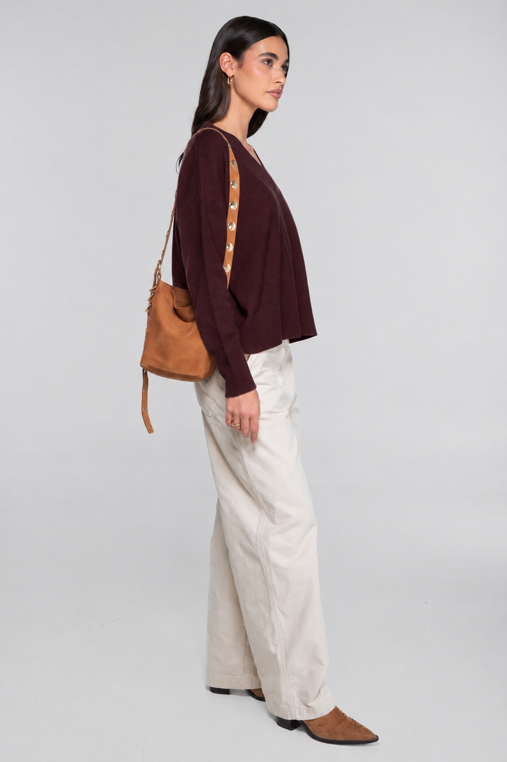 V neck pullover in pure carded wool 7672