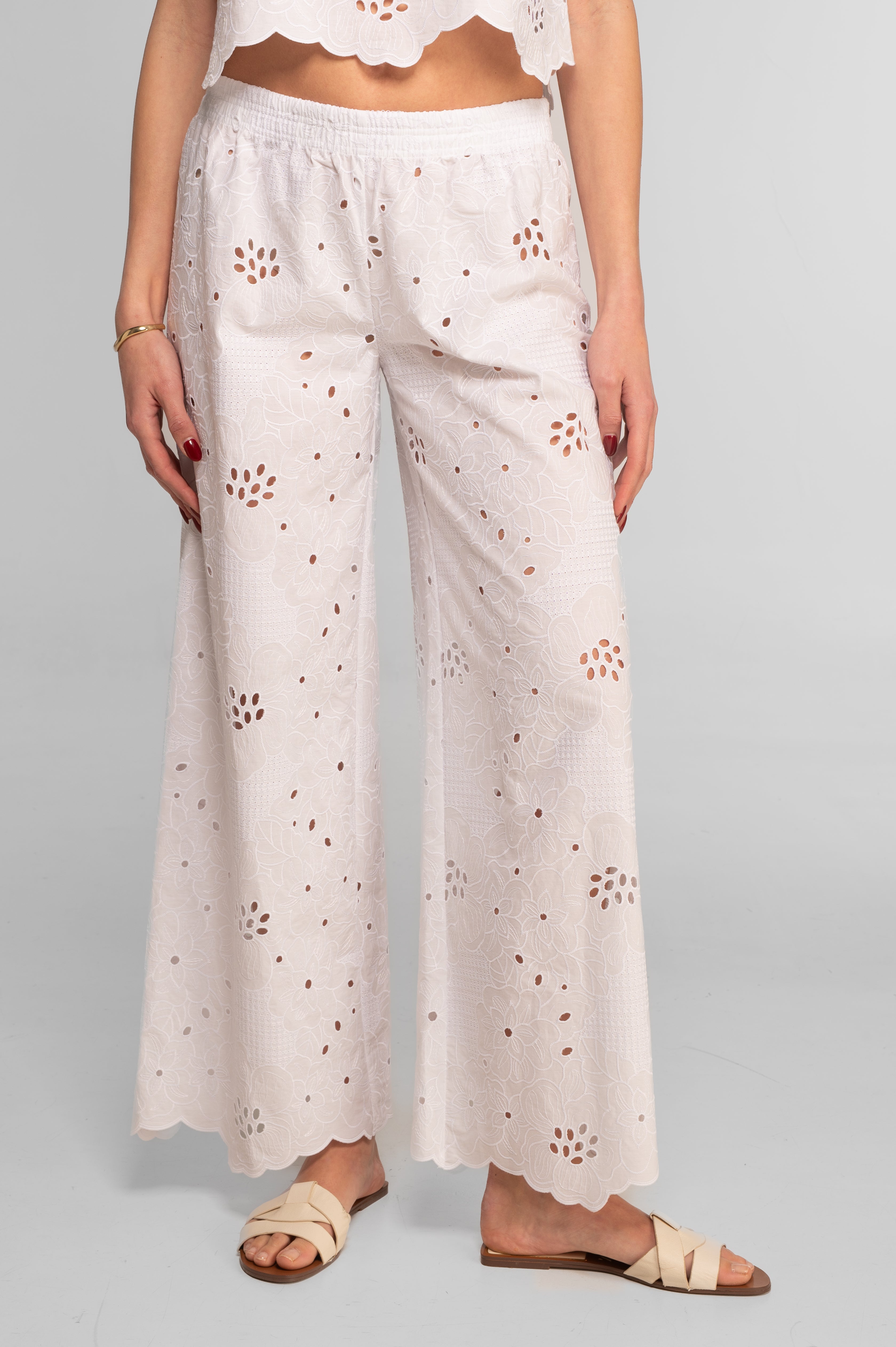 Broderie anglaise wide-leg trousers 7714