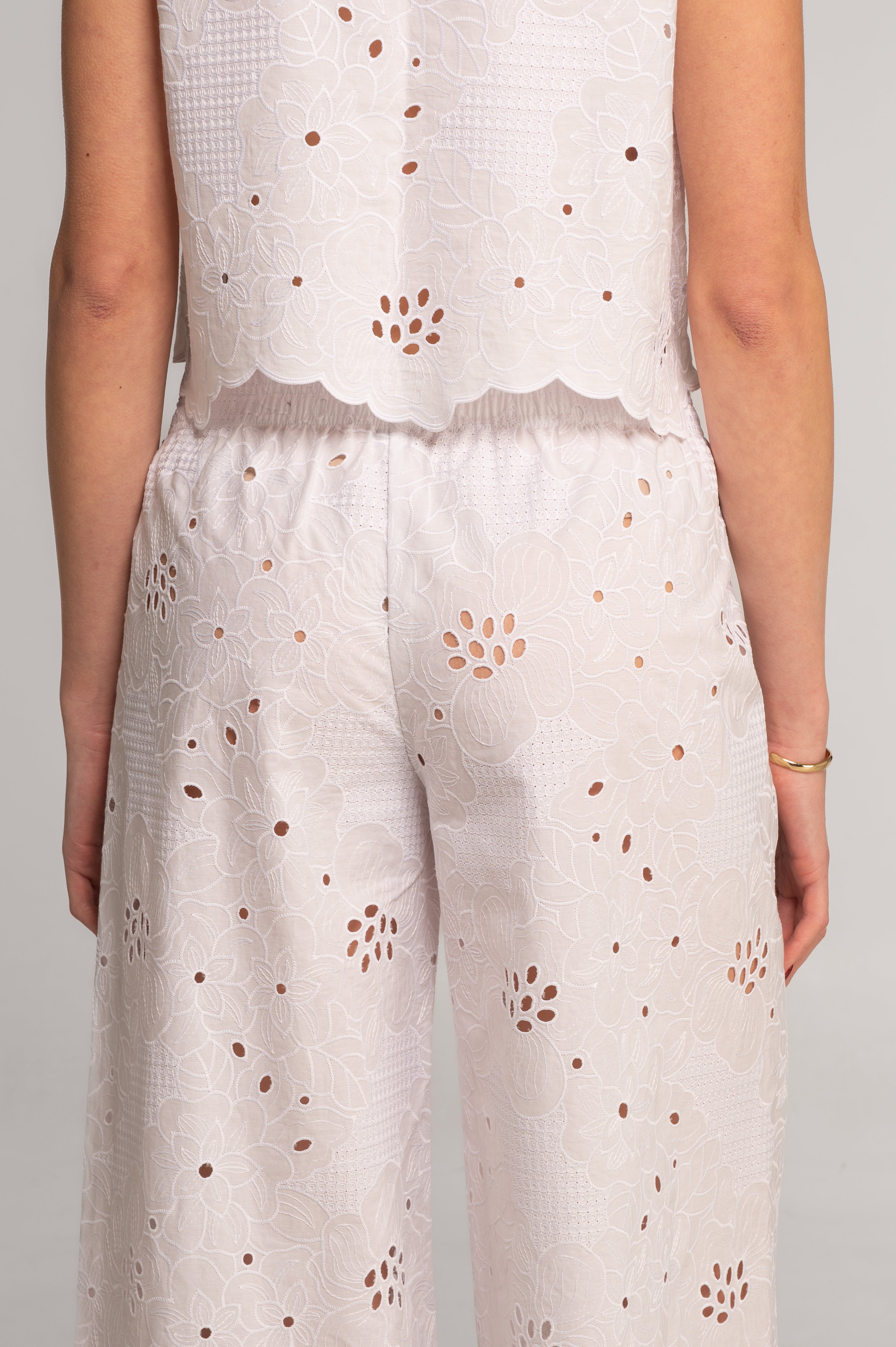 Broderie anglaise wide-leg trousers 7714