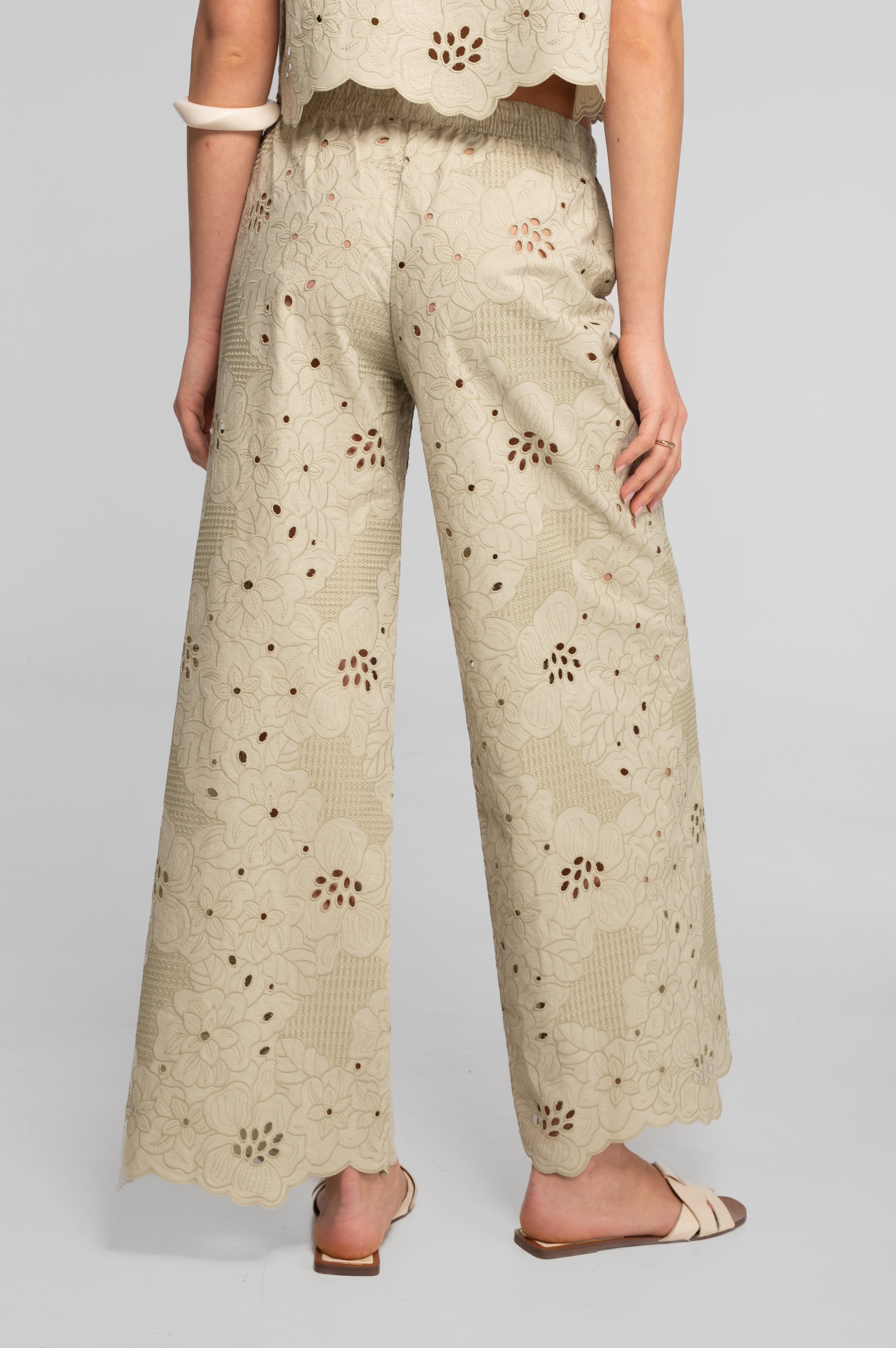Broderie anglaise wide-leg trousers 7714