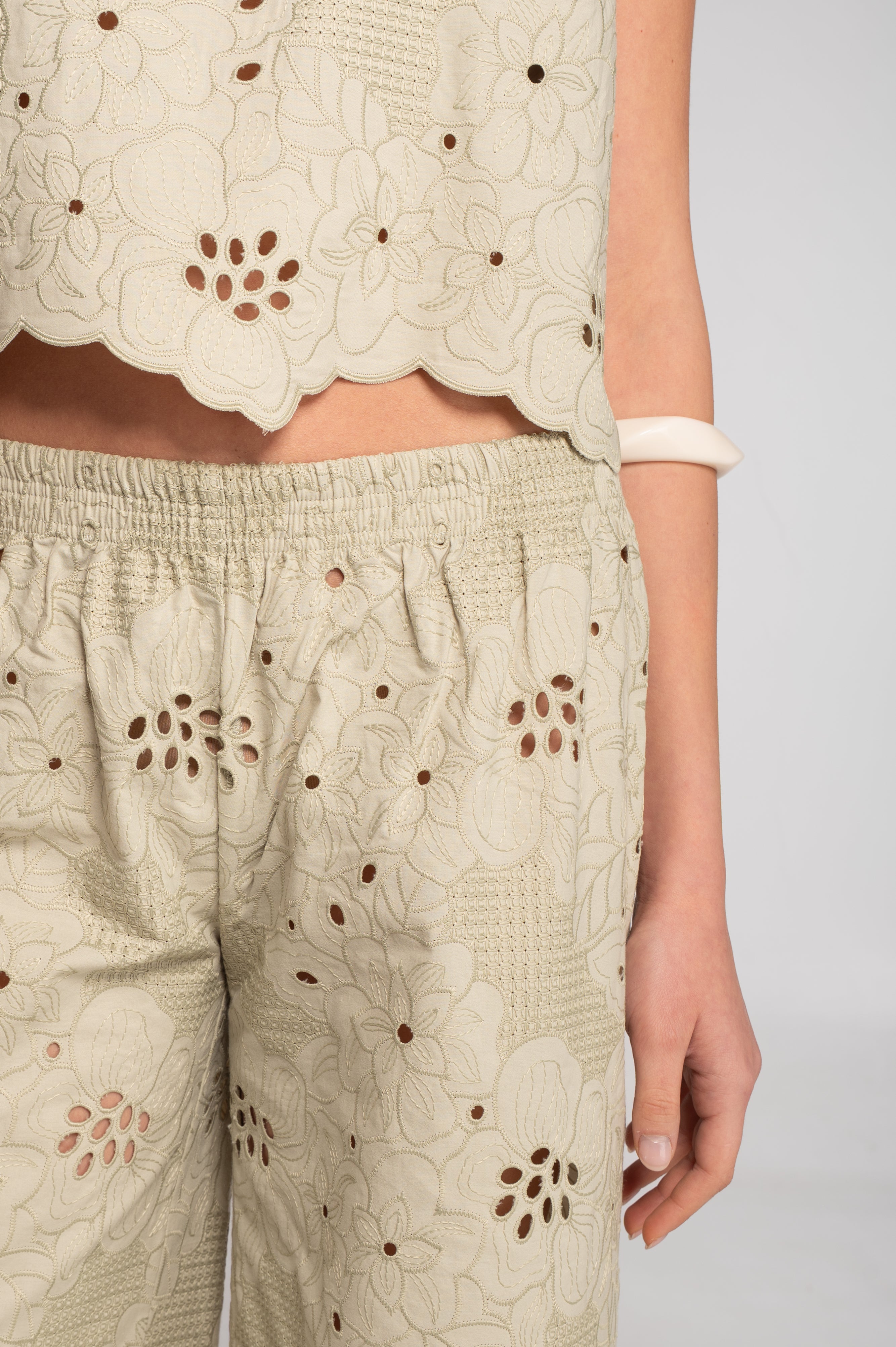 Broderie anglaise wide-leg trousers 7714