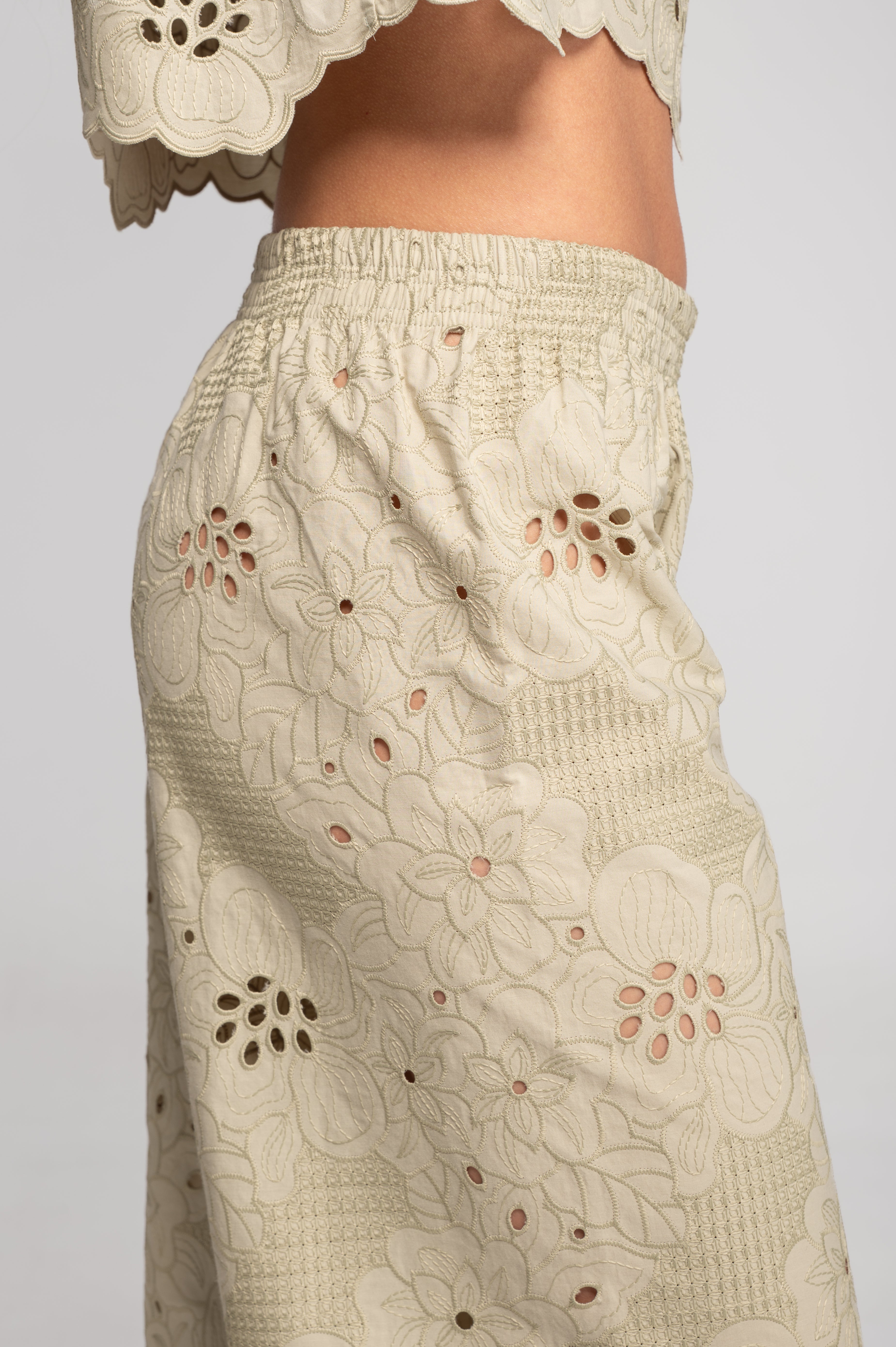 Broderie anglaise wide-leg trousers 7714