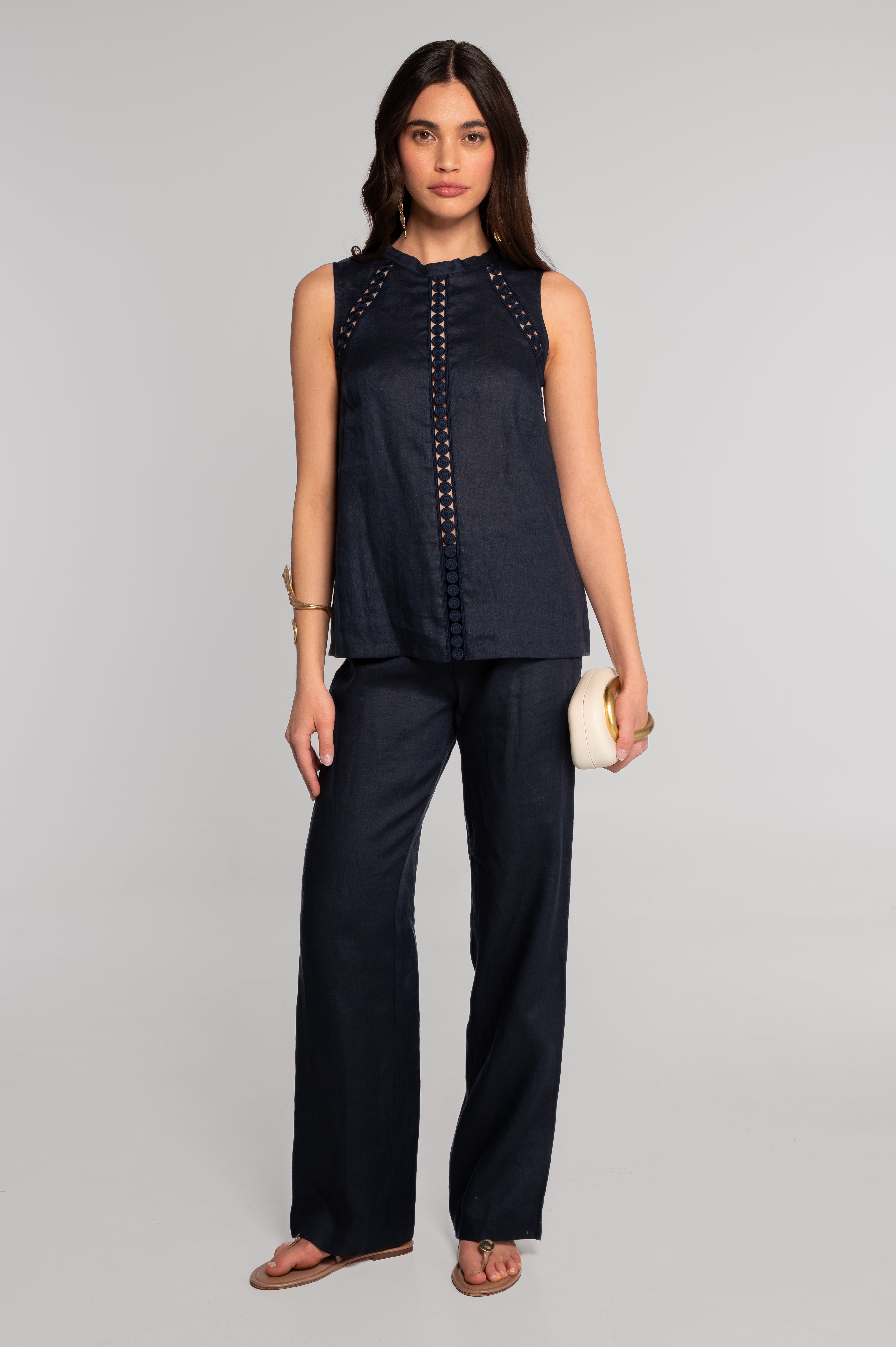 Linen sleeveless blouse 7717