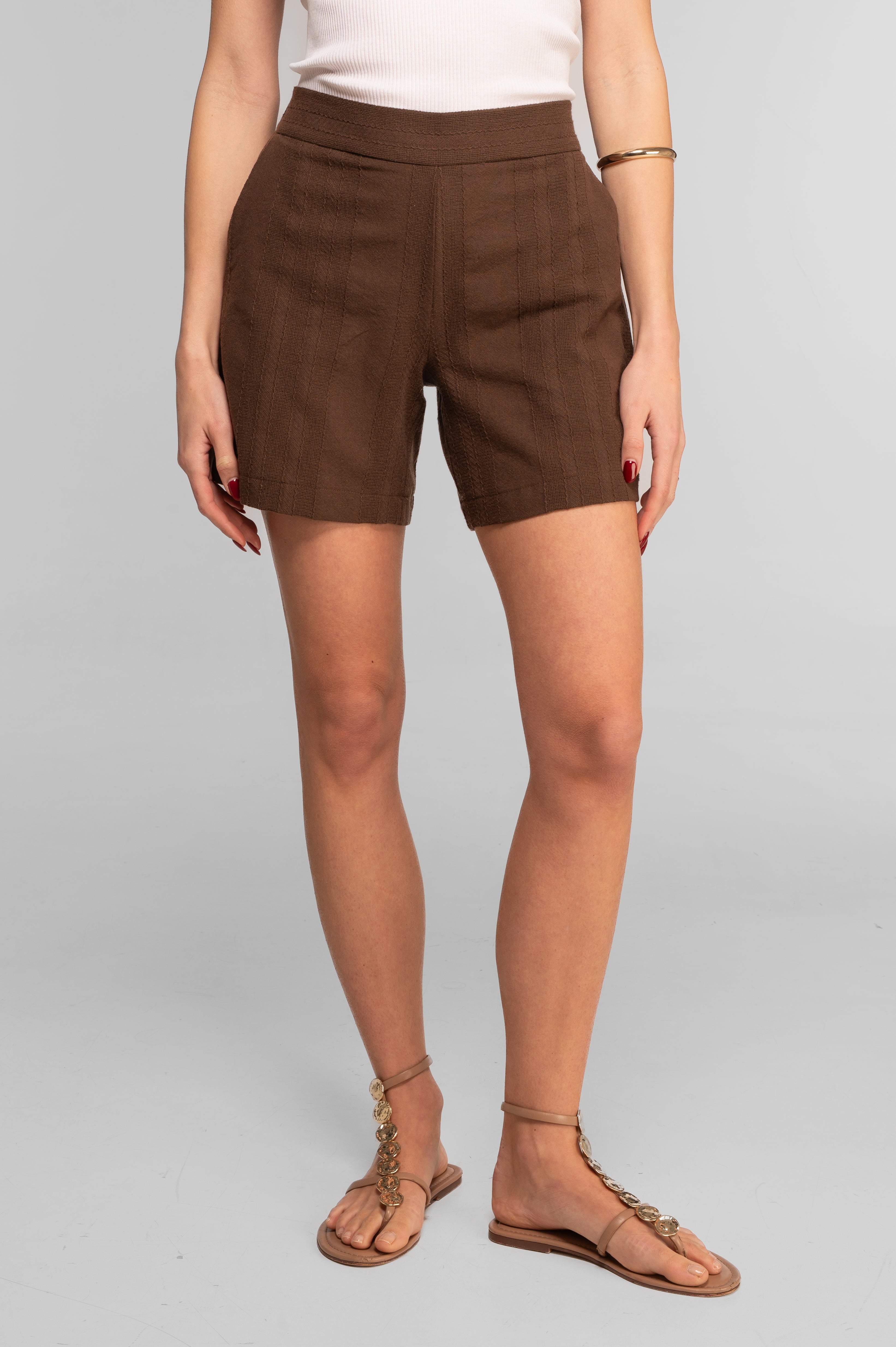 Cotton jacquard flared shorts 7731X