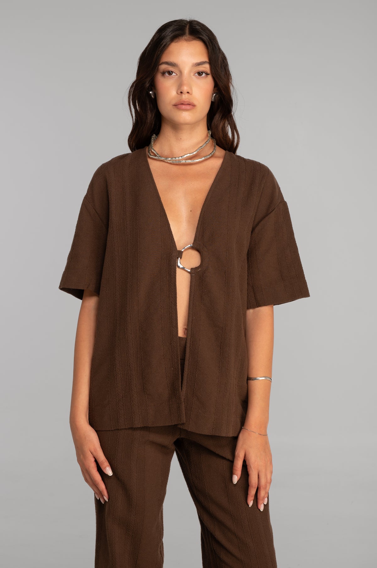 Giacca stile kimono in jacquard di cotone 7732X