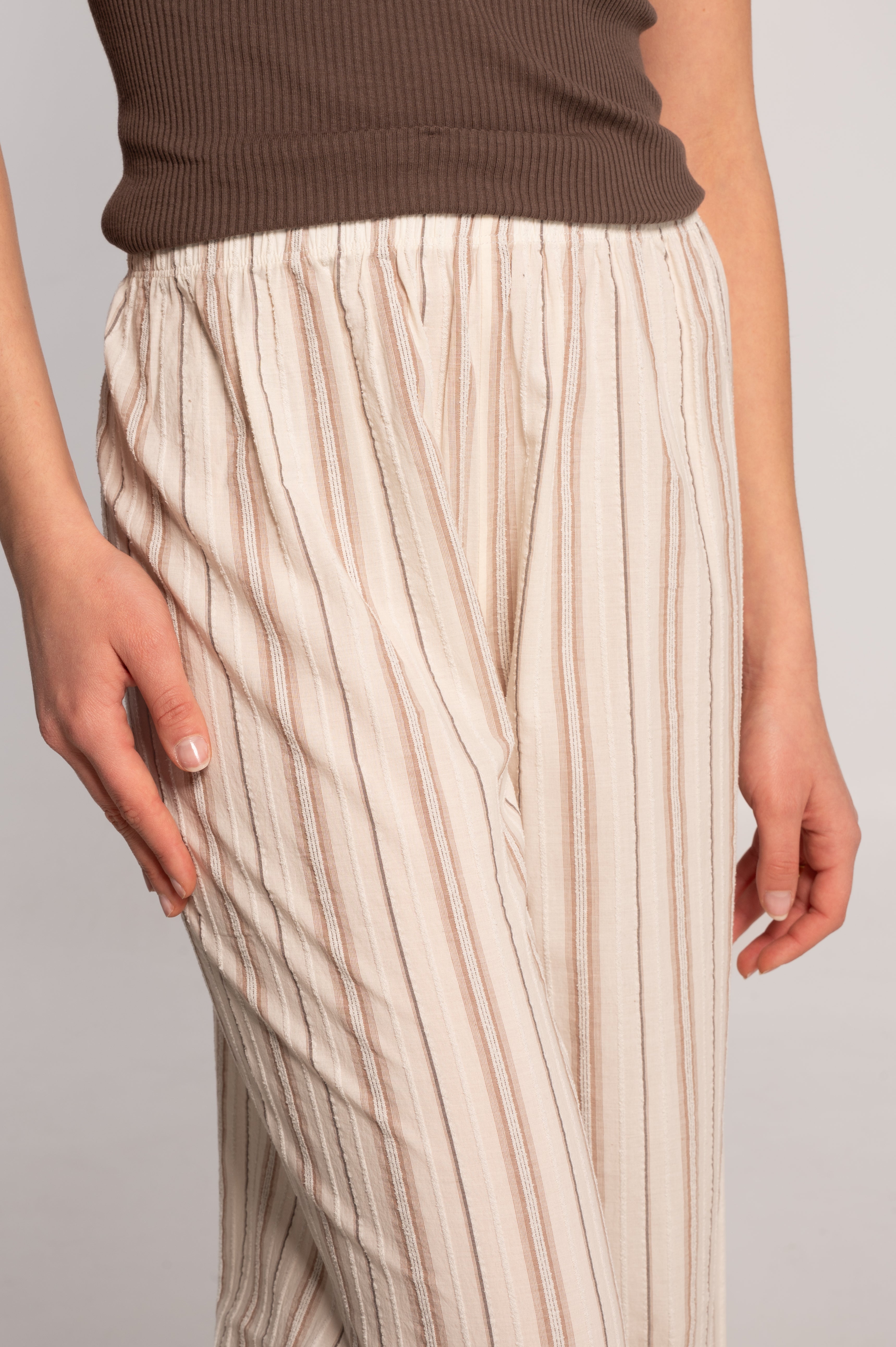 Striped cotton poplin wide-leg trousers 7753