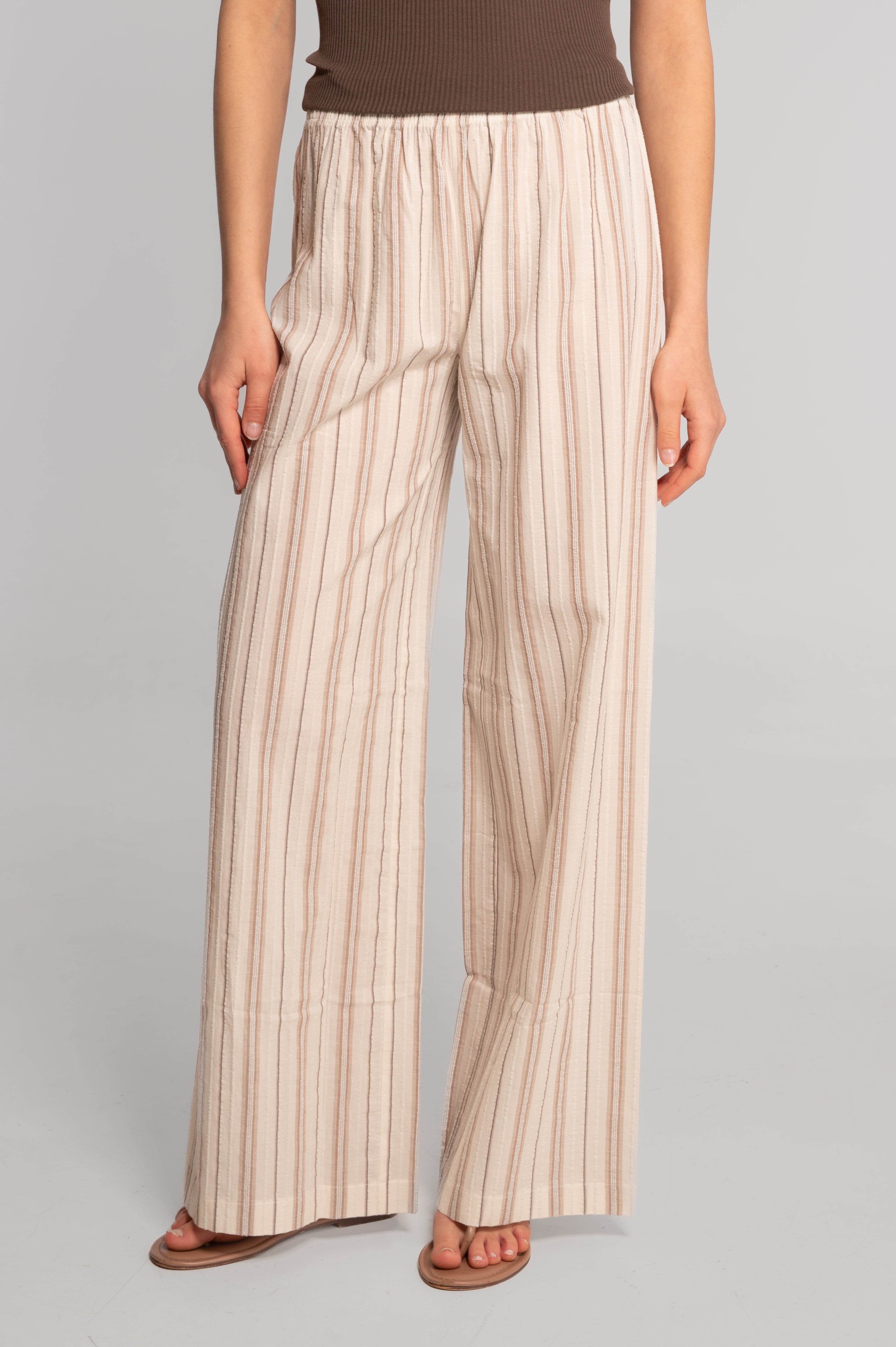 Striped cotton poplin wide-leg trousers 7753