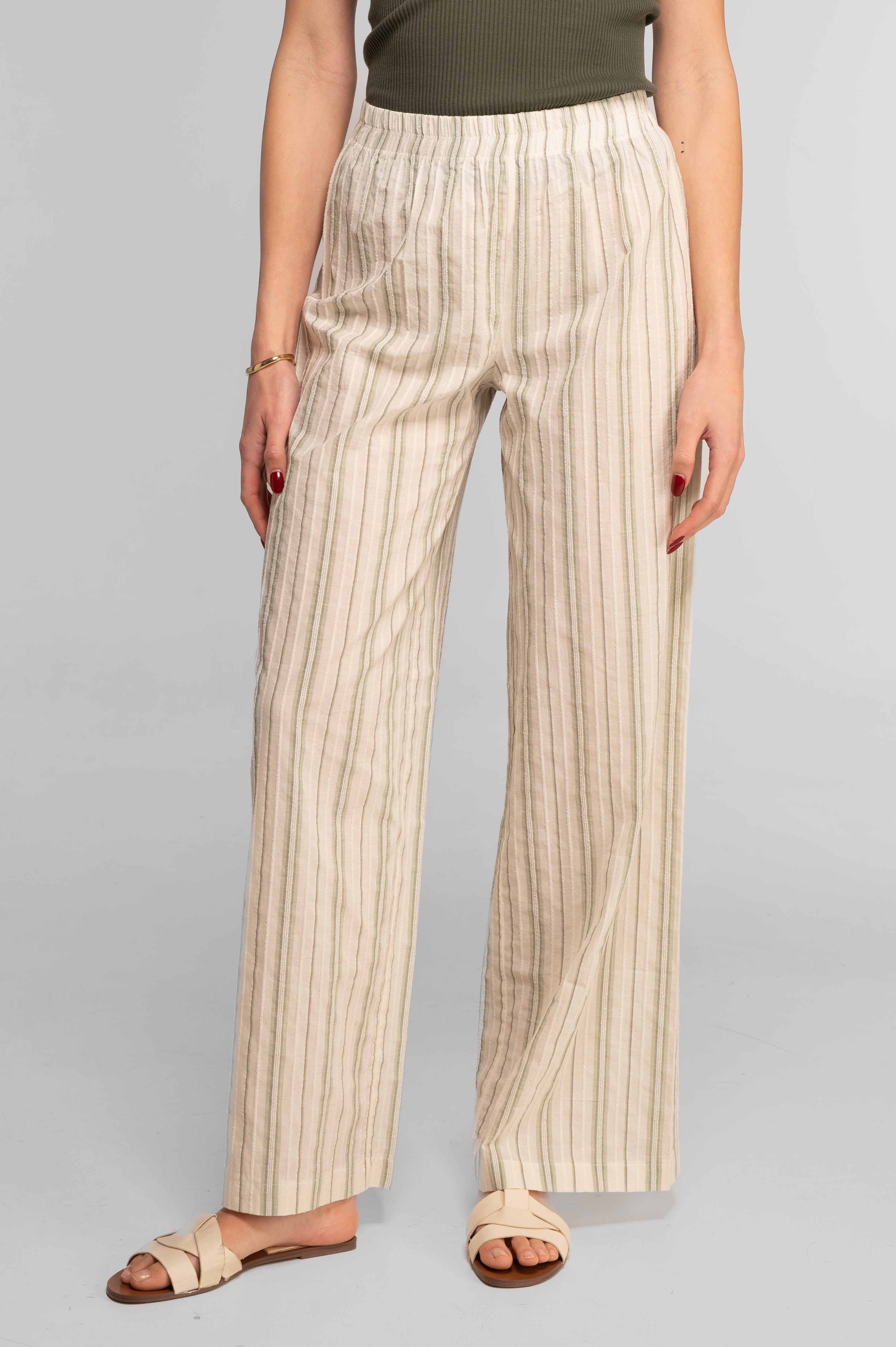 Striped cotton poplin wide-leg trousers 7753