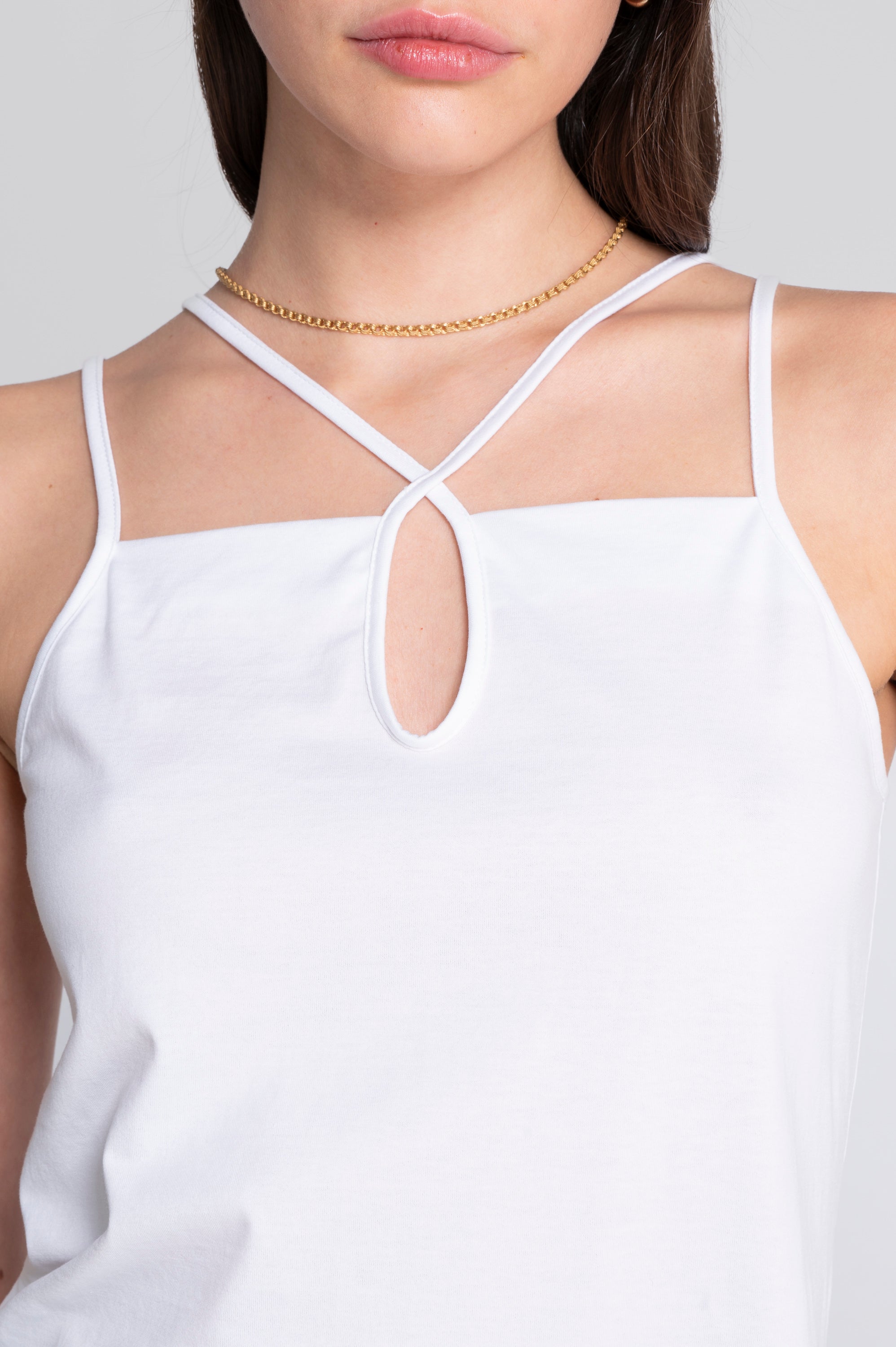 Camisole top in jersey cotton with chantilly lace 7523