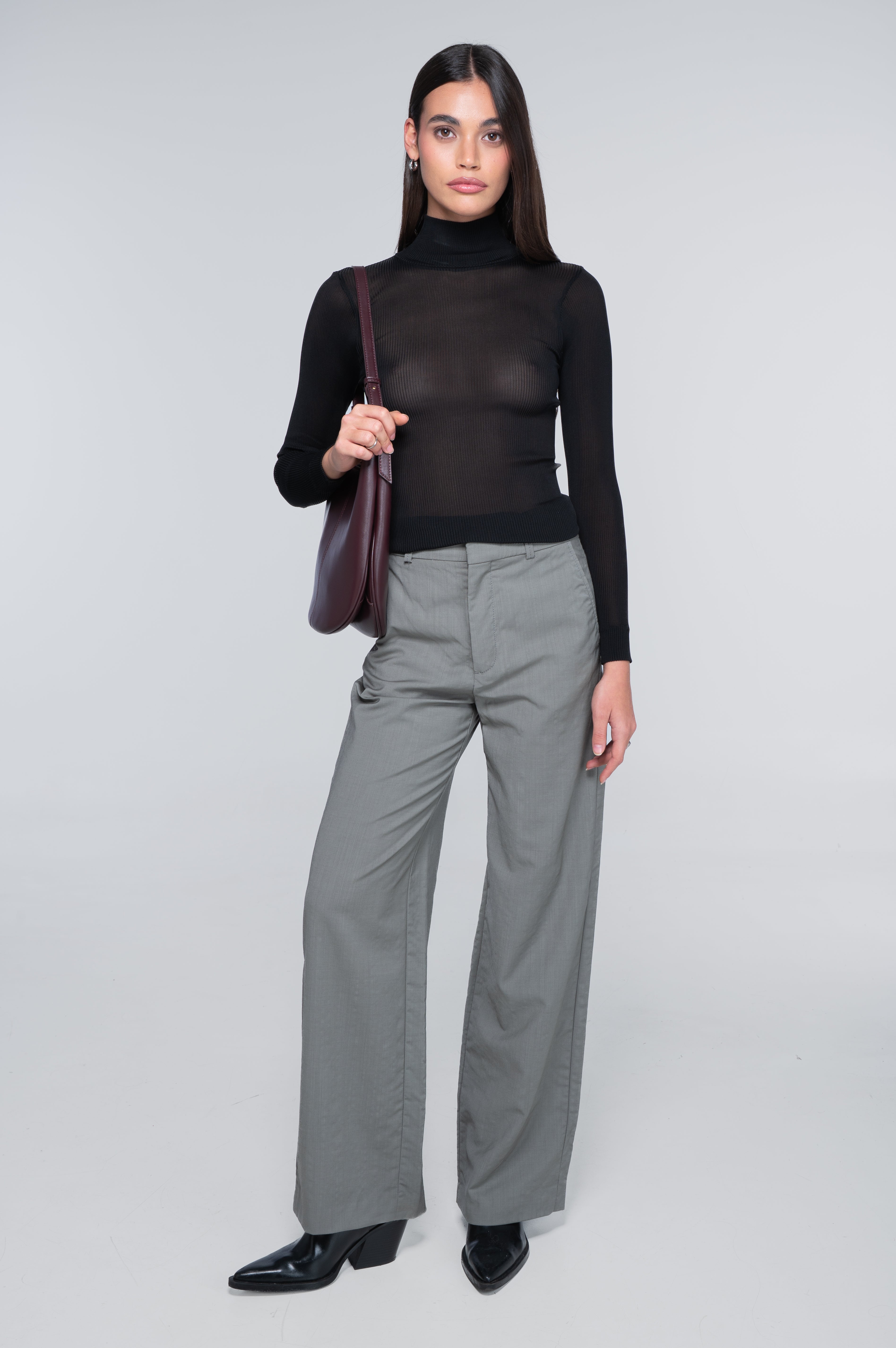 Pure silk mock neck shirt 9469