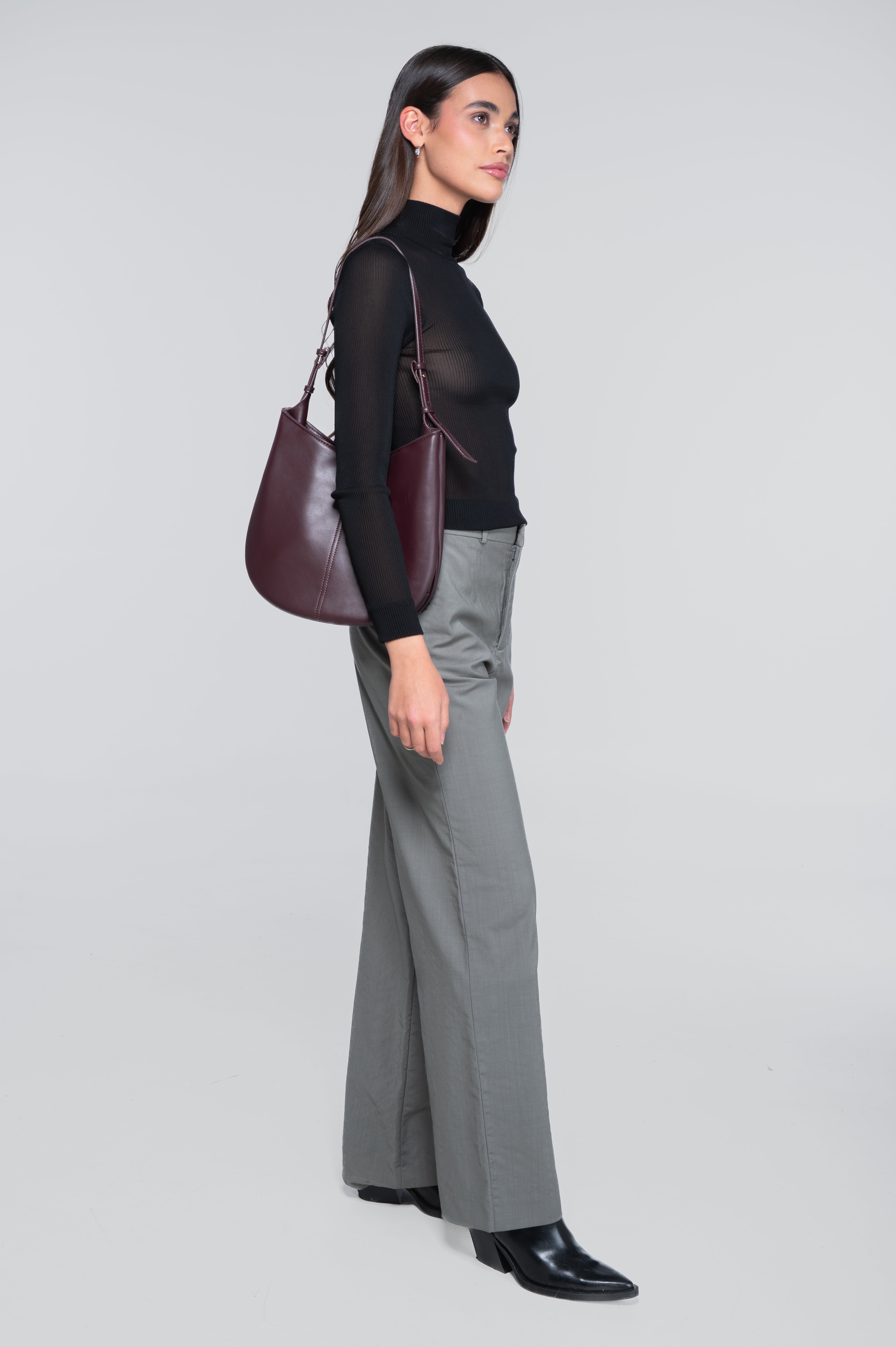 Pure silk mock neck shirt 9469
