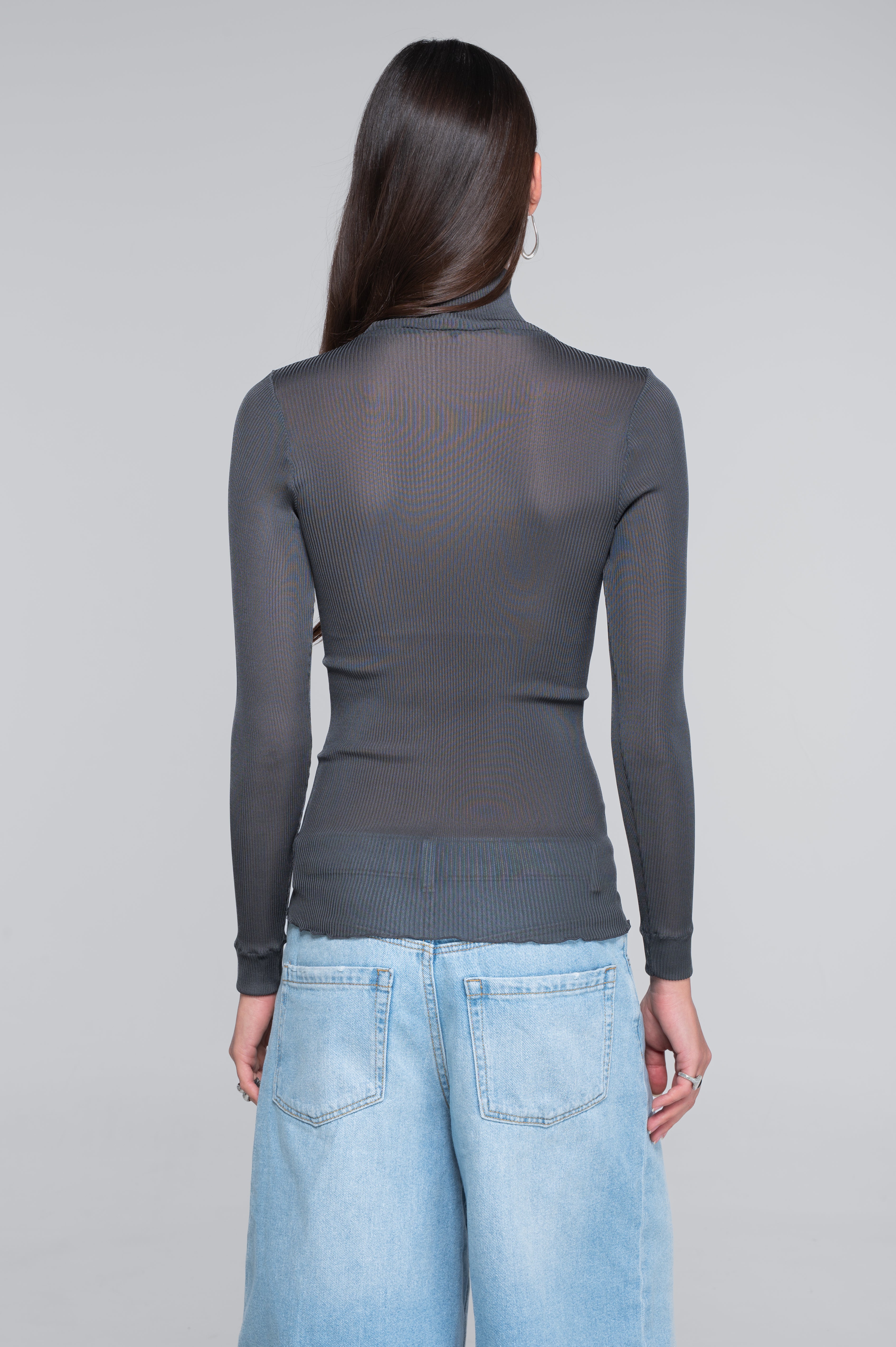 Pure silk mock neck shirt 9469