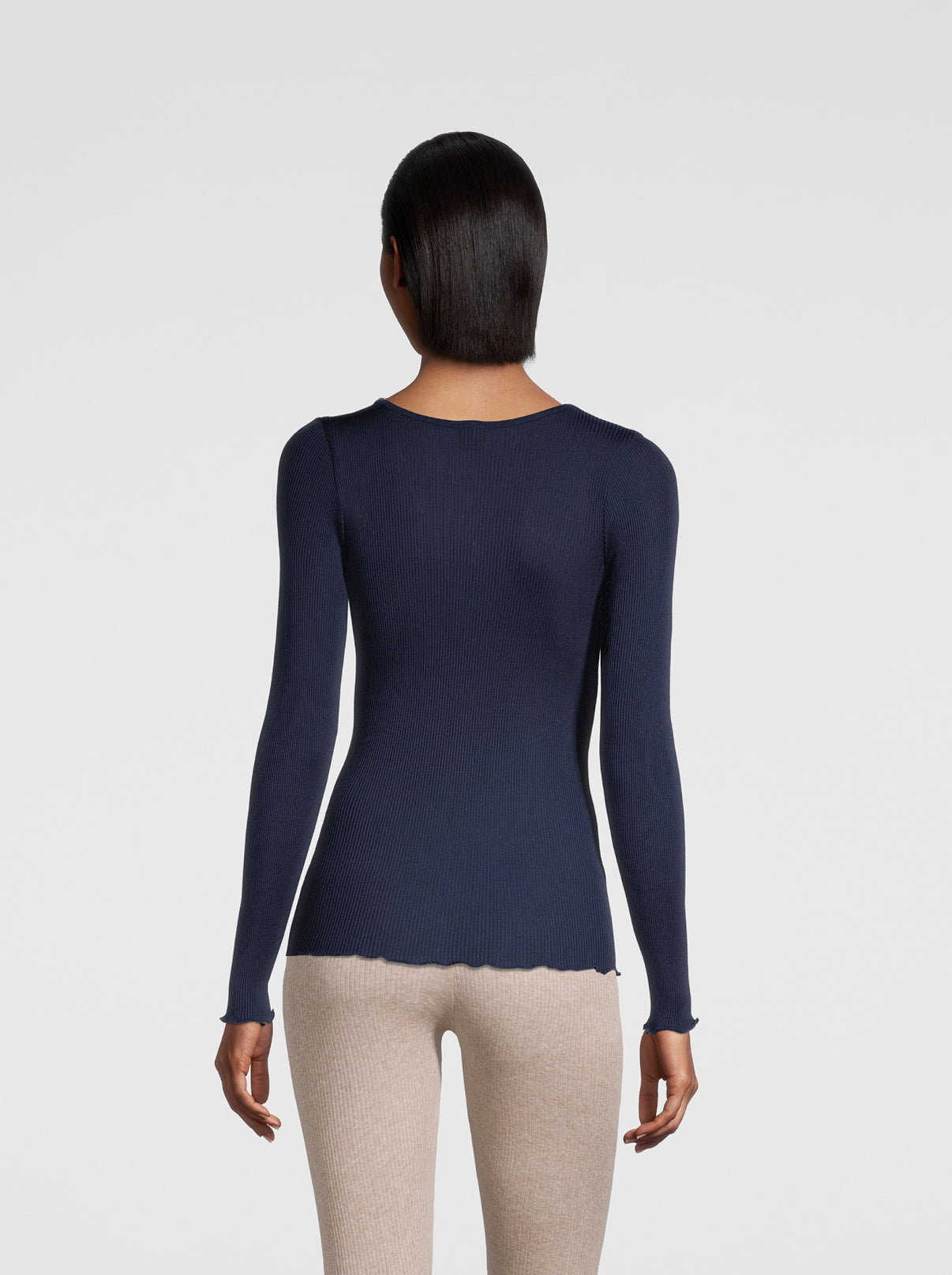 Long-Sleeved shirt in organzine silk 9515 - Oscalito