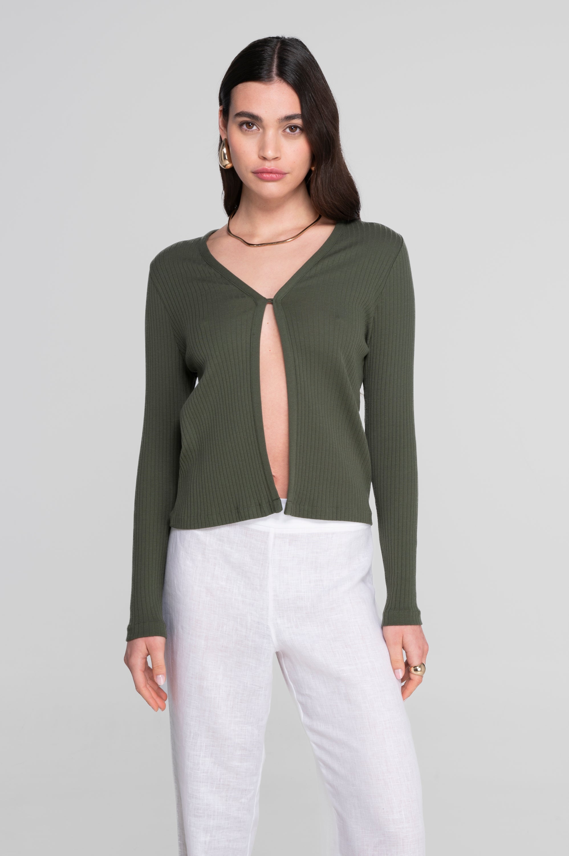 Cotton long sleeves cardigan 7564