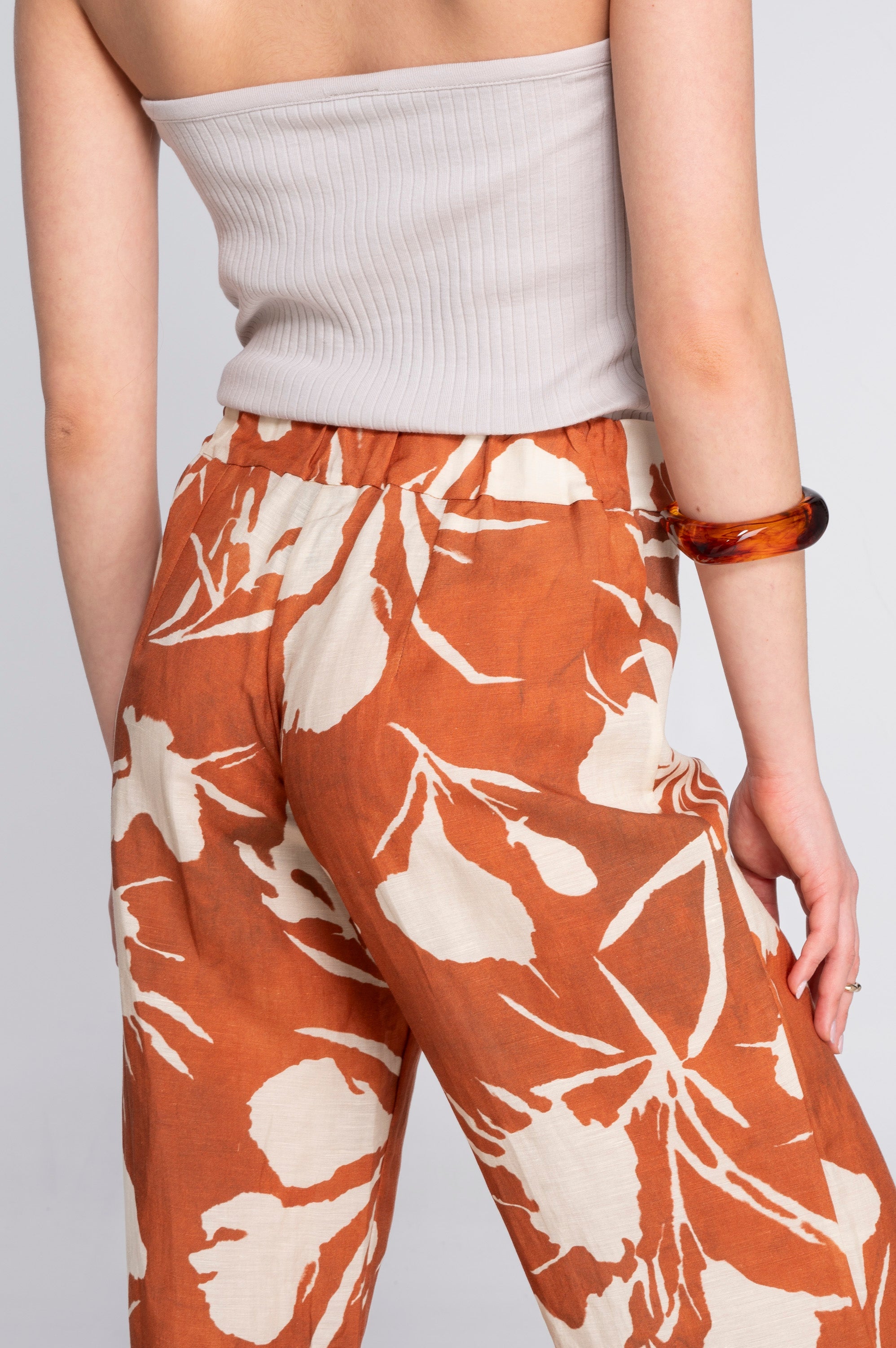 Wide-leg printed linen-viscose trousers 7536VL