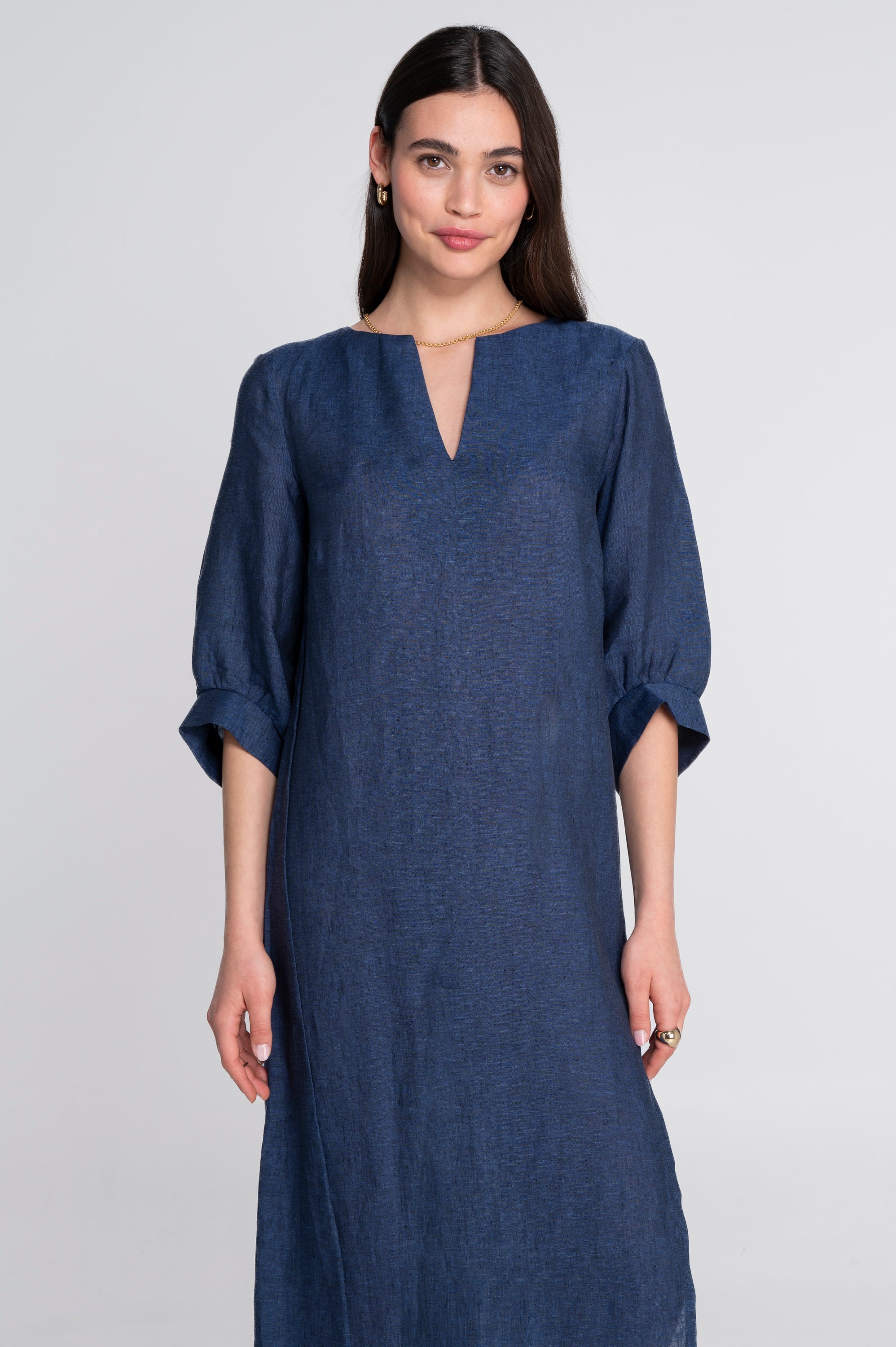 Kaftan-style linen dress 7555L