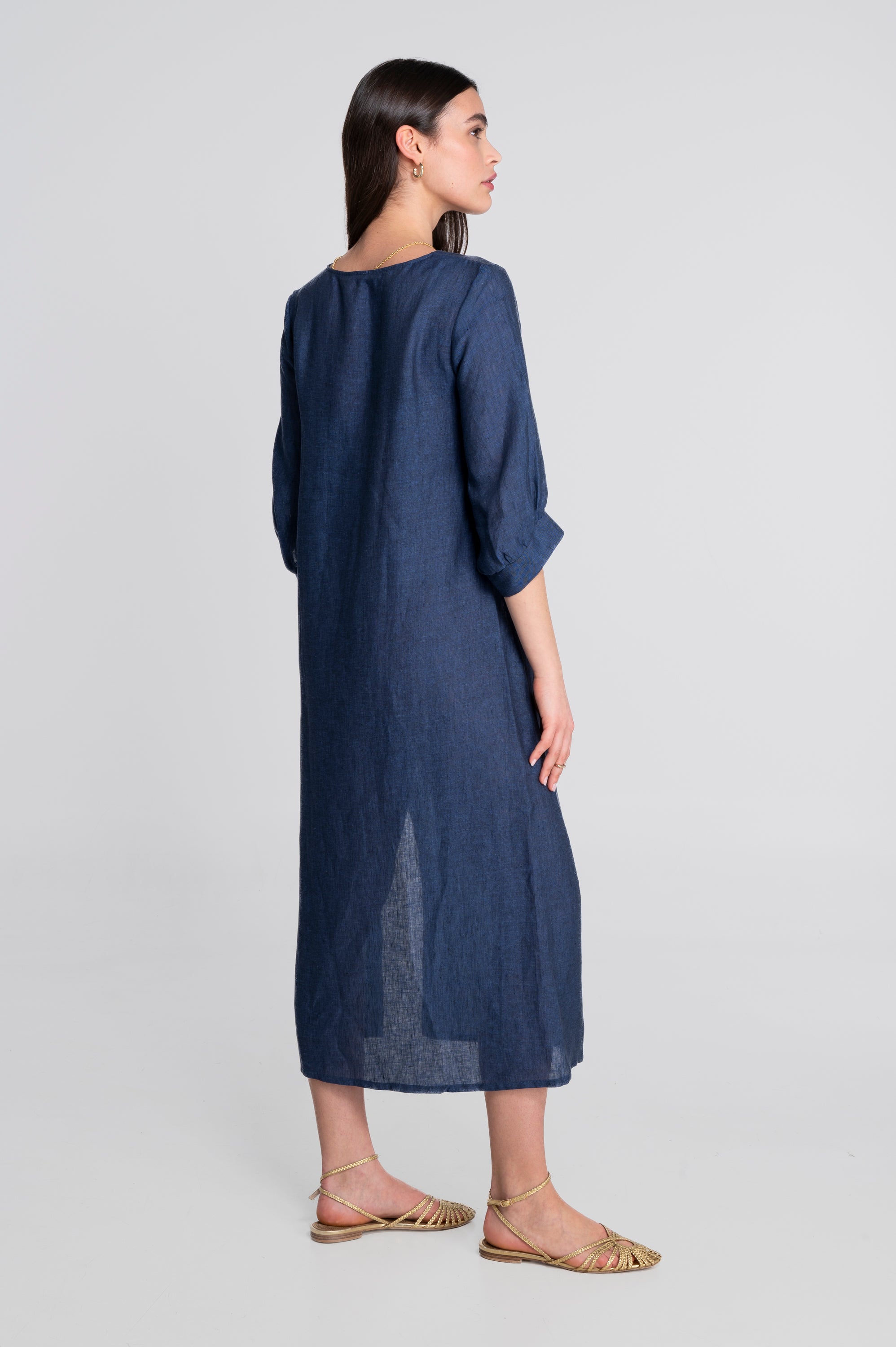 Kaftan-style linen dress 7555L