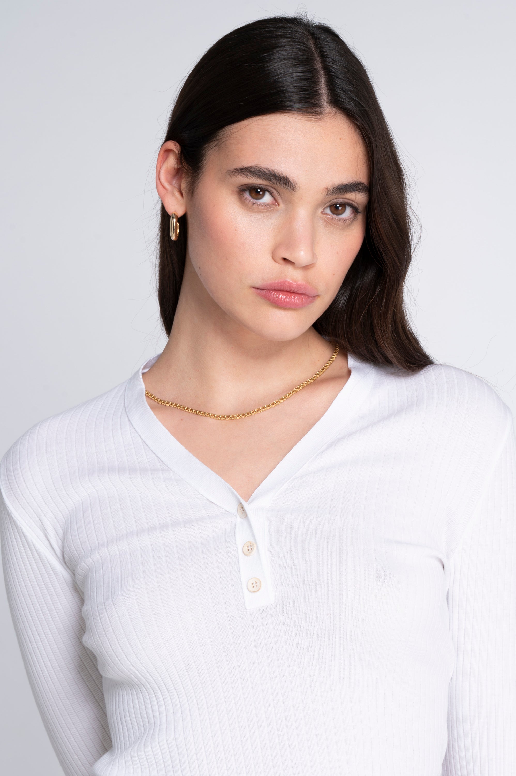 Cotton long sleeves henley shirt 7565