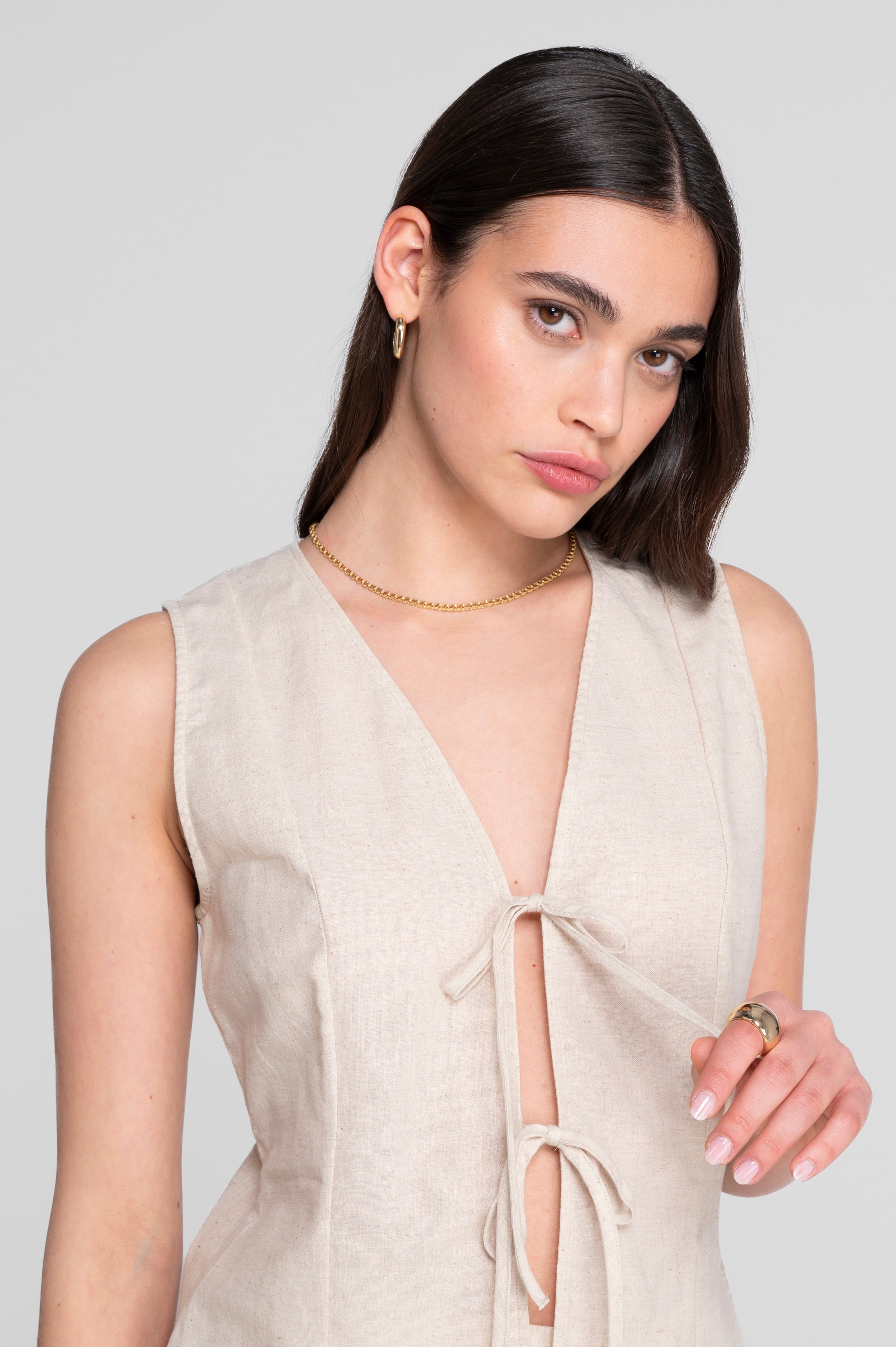 Cotton-linen sleeveless vest 7551CL