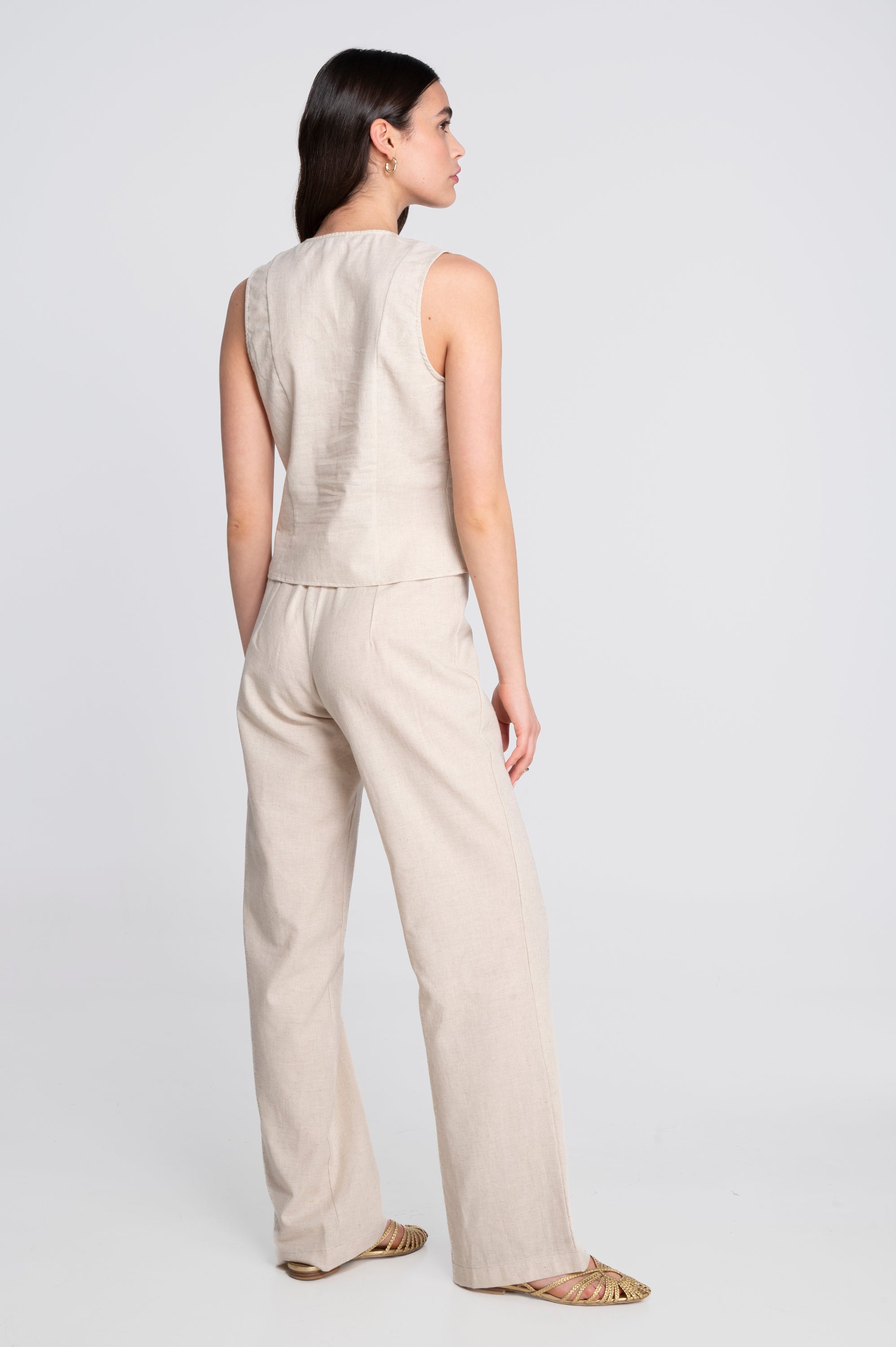 Cotton-linen sleeveless vest 7551CL