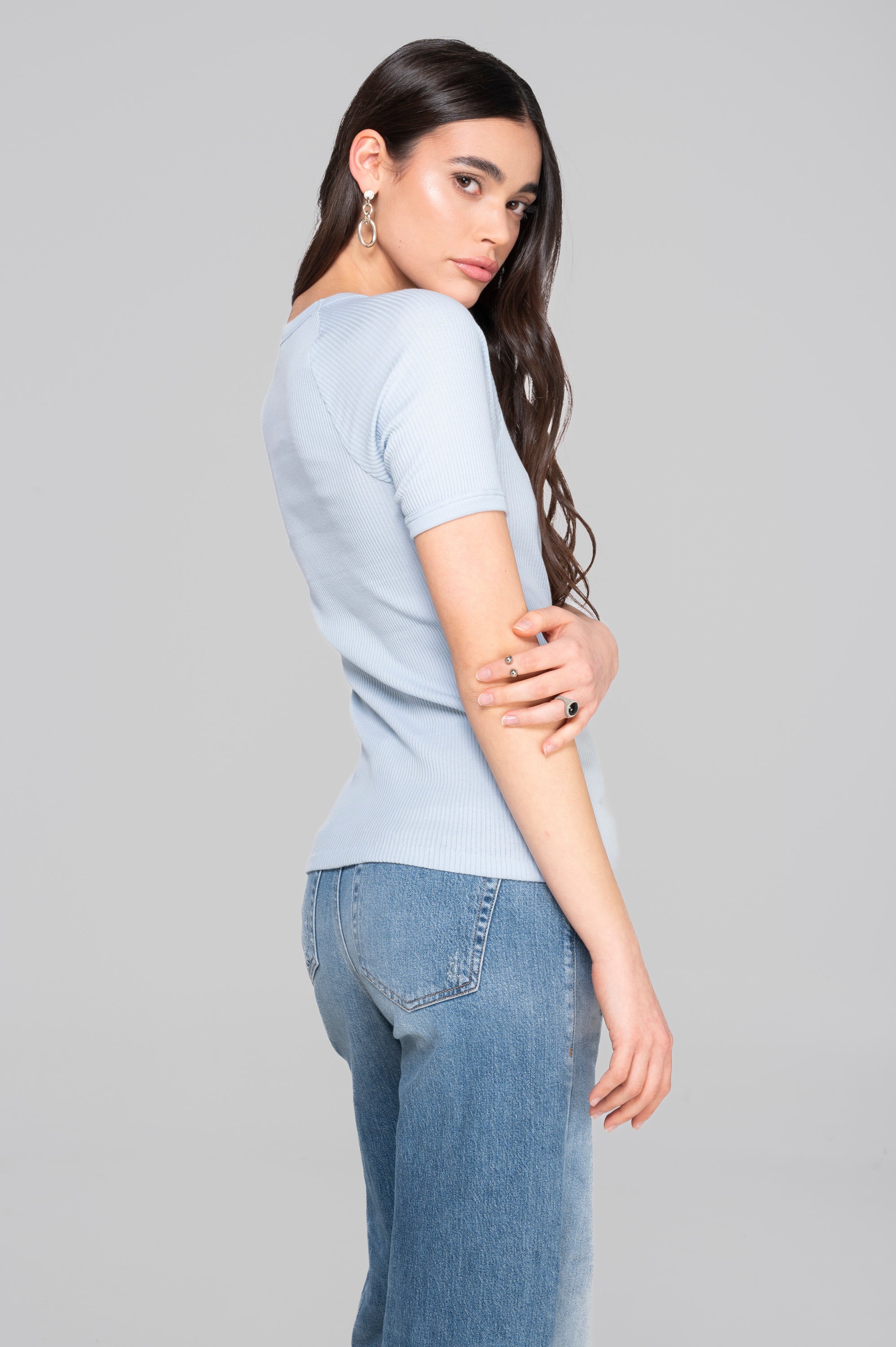 Cotton round neck T-shirt 7163