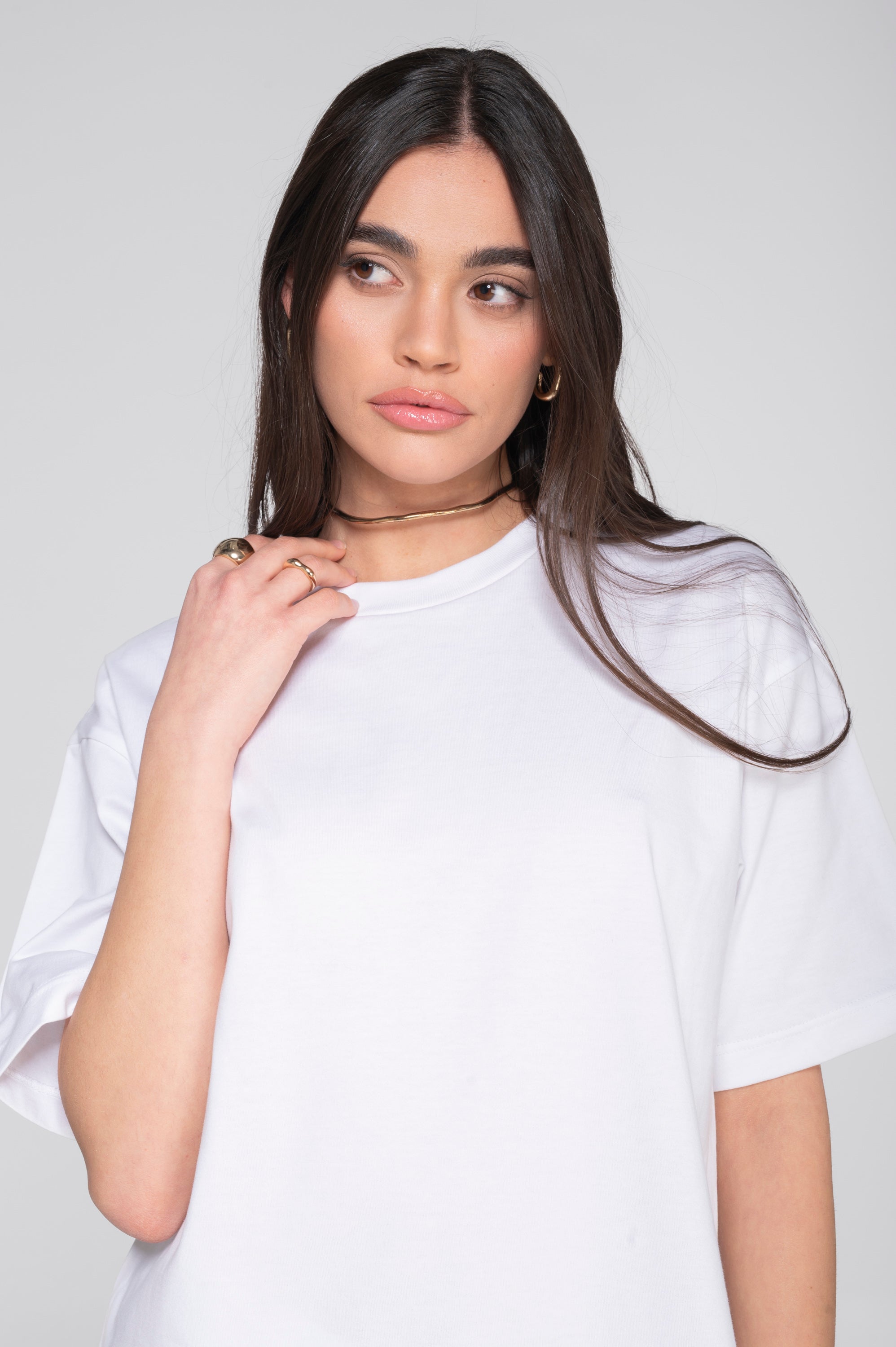 T-shirt girocollo in jersey di cotone pesante 7571