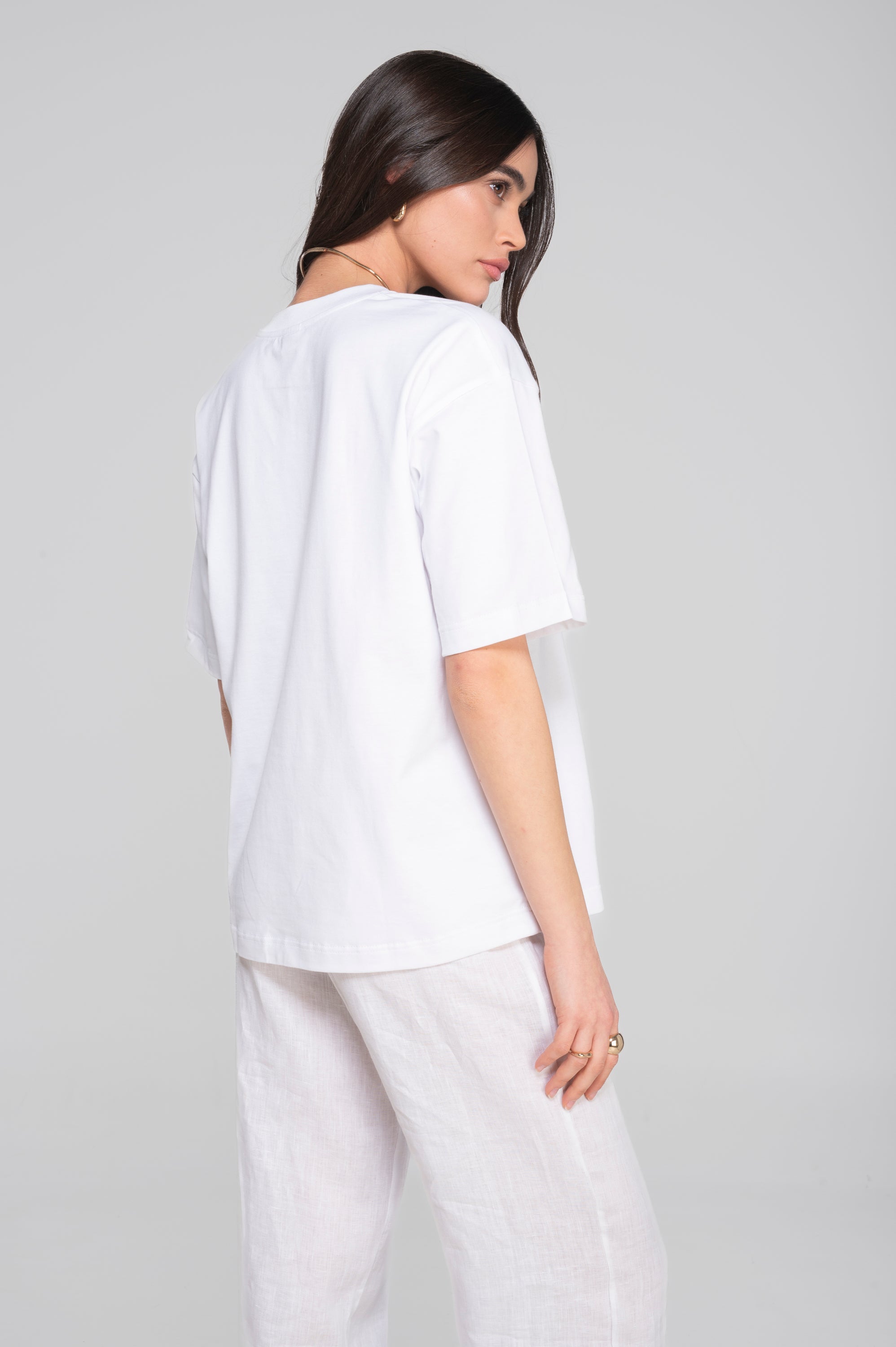T-shirt girocollo in jersey di cotone pesante 7571
