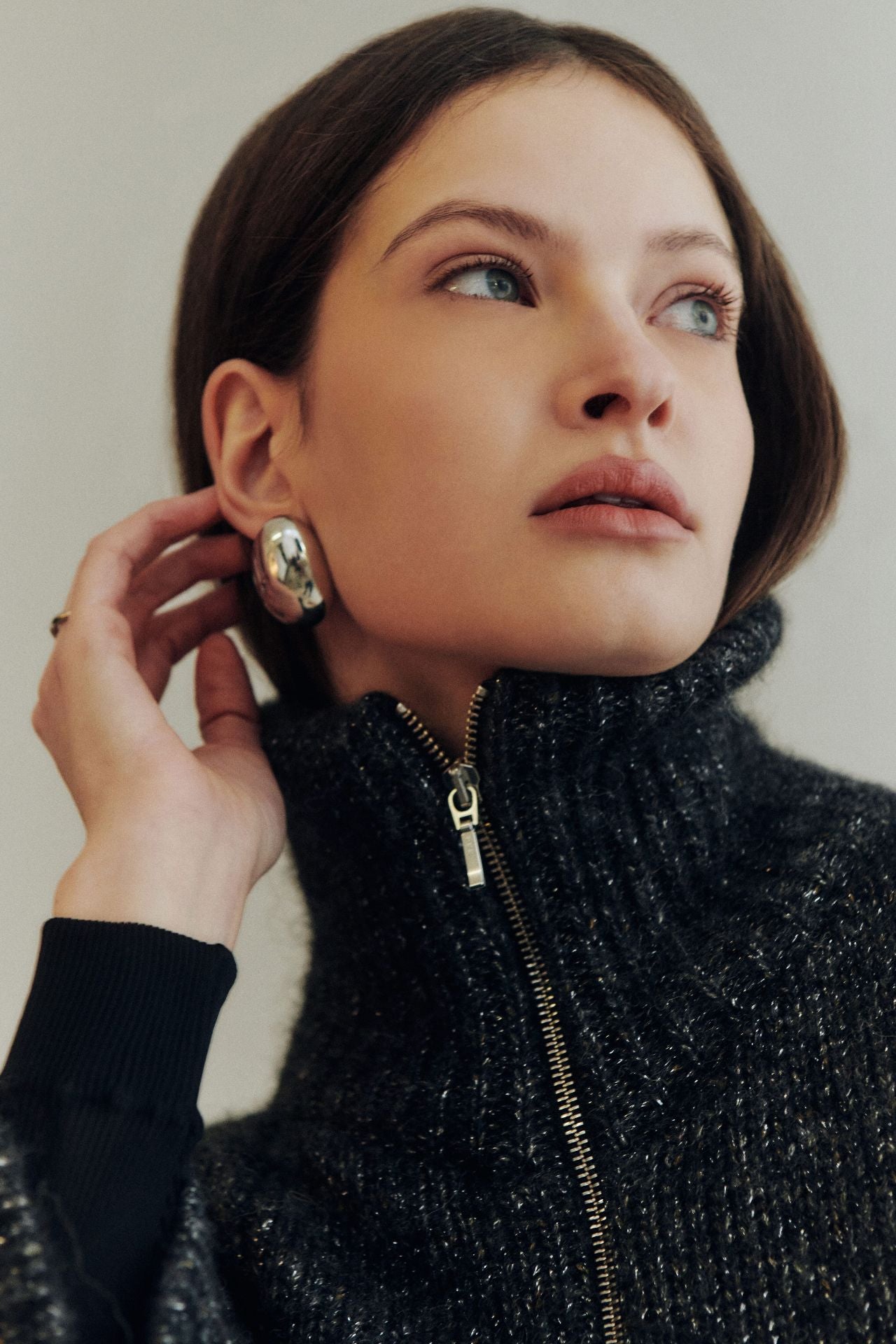 Zip jacket in alpaca blend with lurex 7660