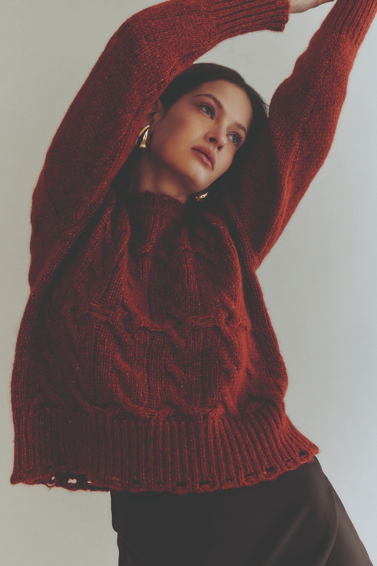 Roundneck pullover in alpaca blend with lurex 7661