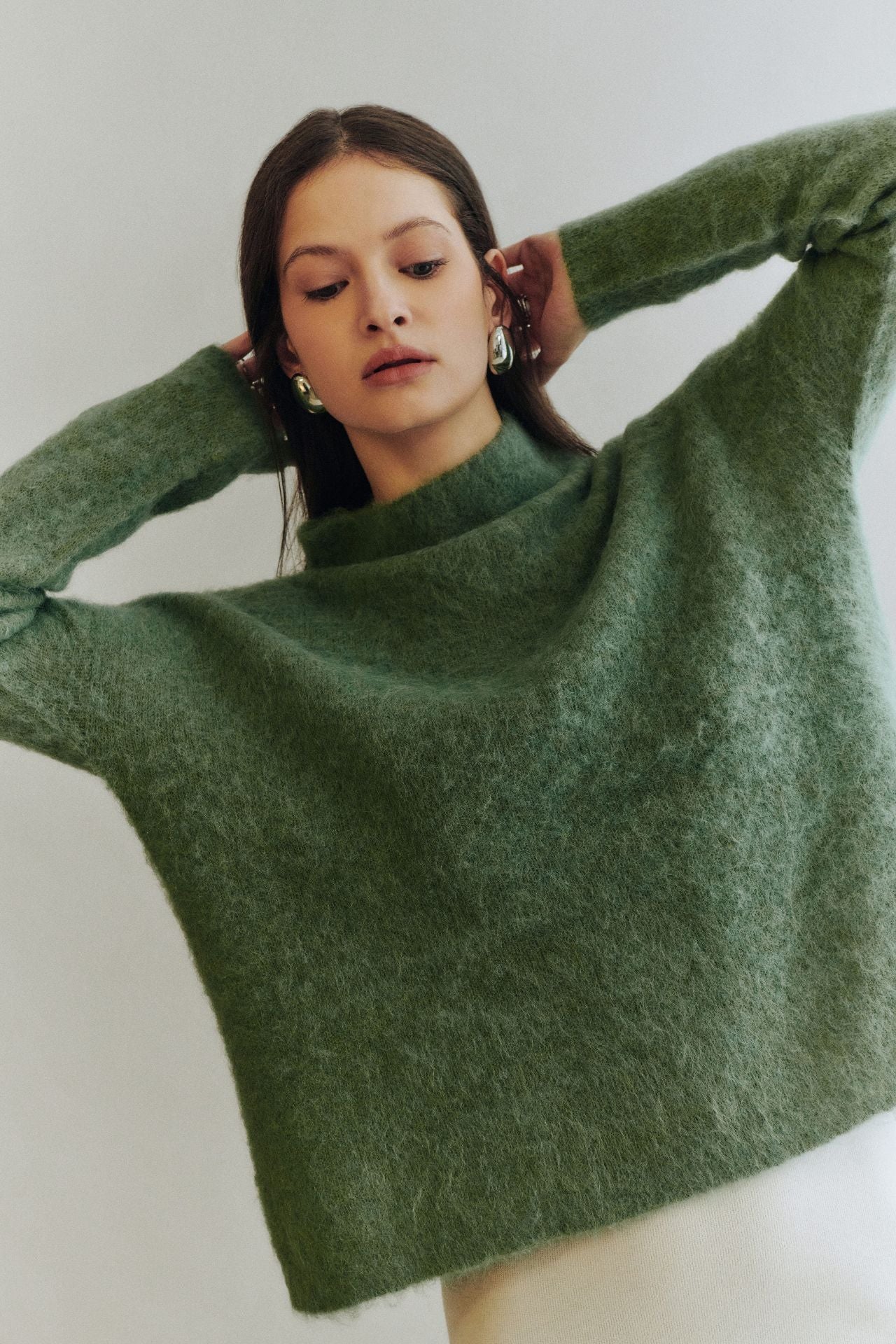 Mock neck pullover in alpaca blend 7666