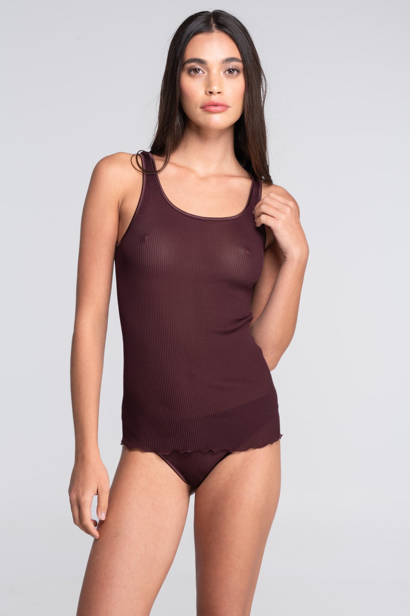 Set in organzino di seta con top spallina stretta 9450 + mutanda 9451