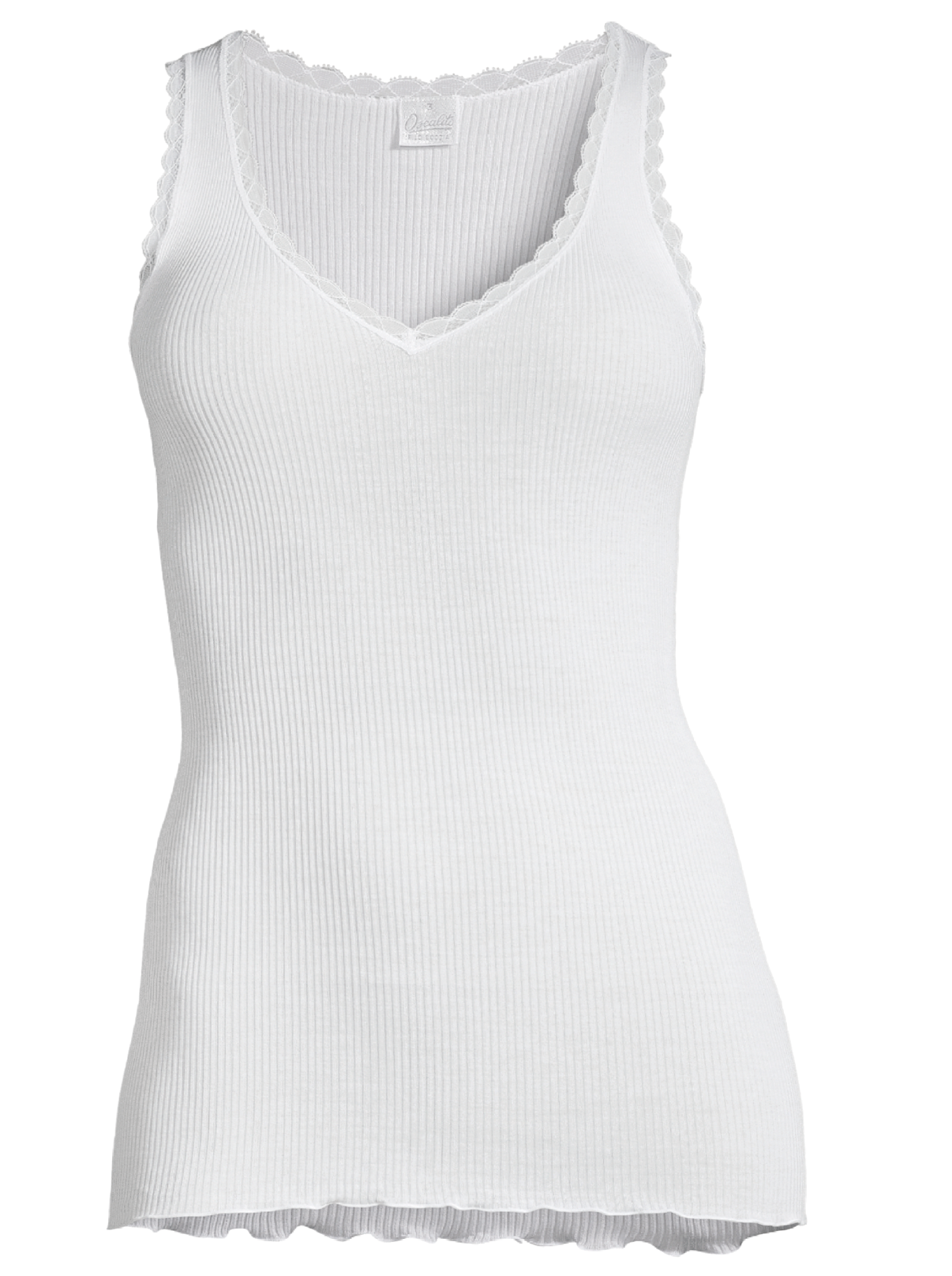 Filoscozia® V-neck Tank Top with micro Leavers Lace 3172 - Oscalito