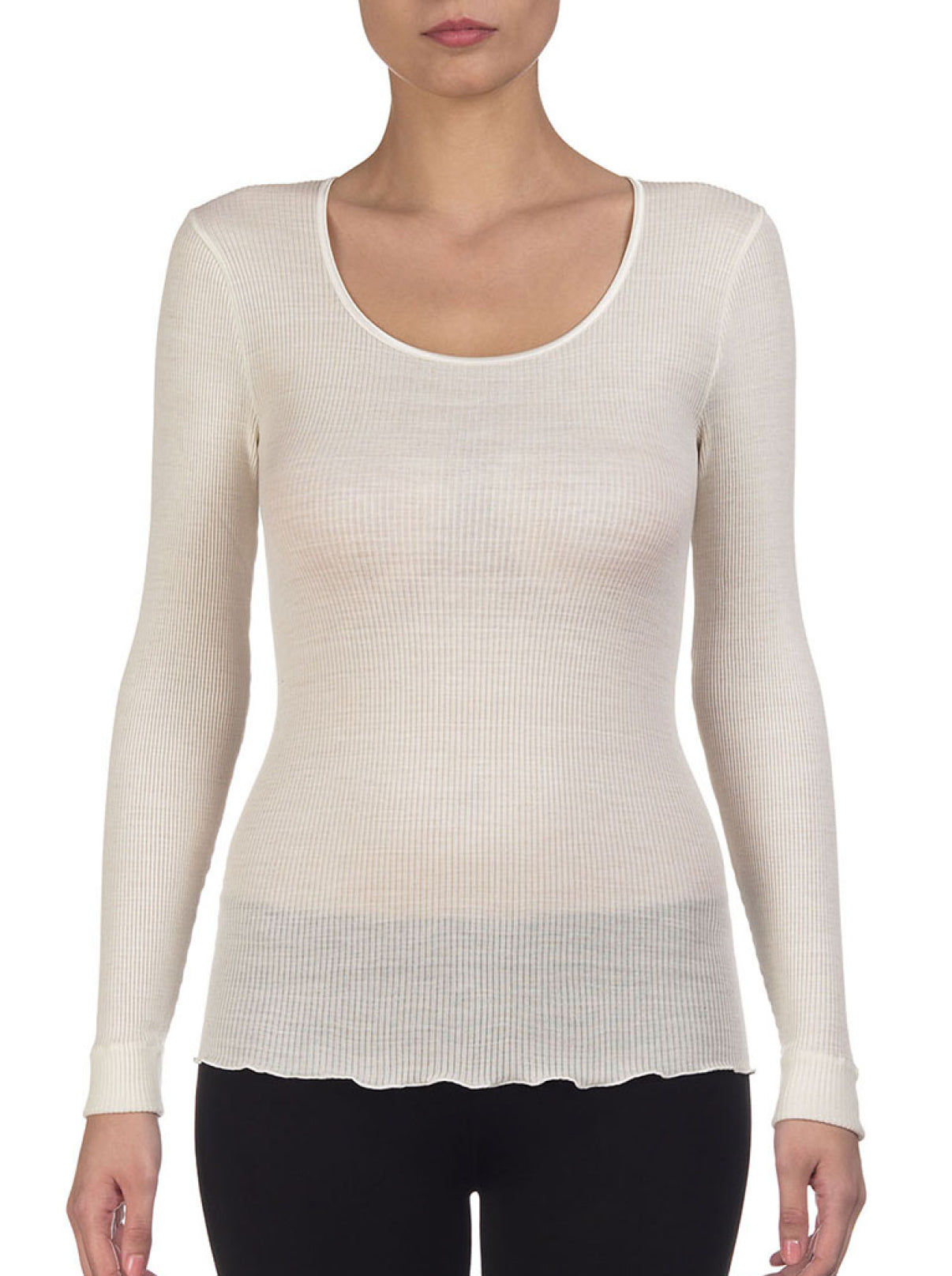 Round Neck Longsleeves Shirt in wool and Silk 3426 - Oscalito