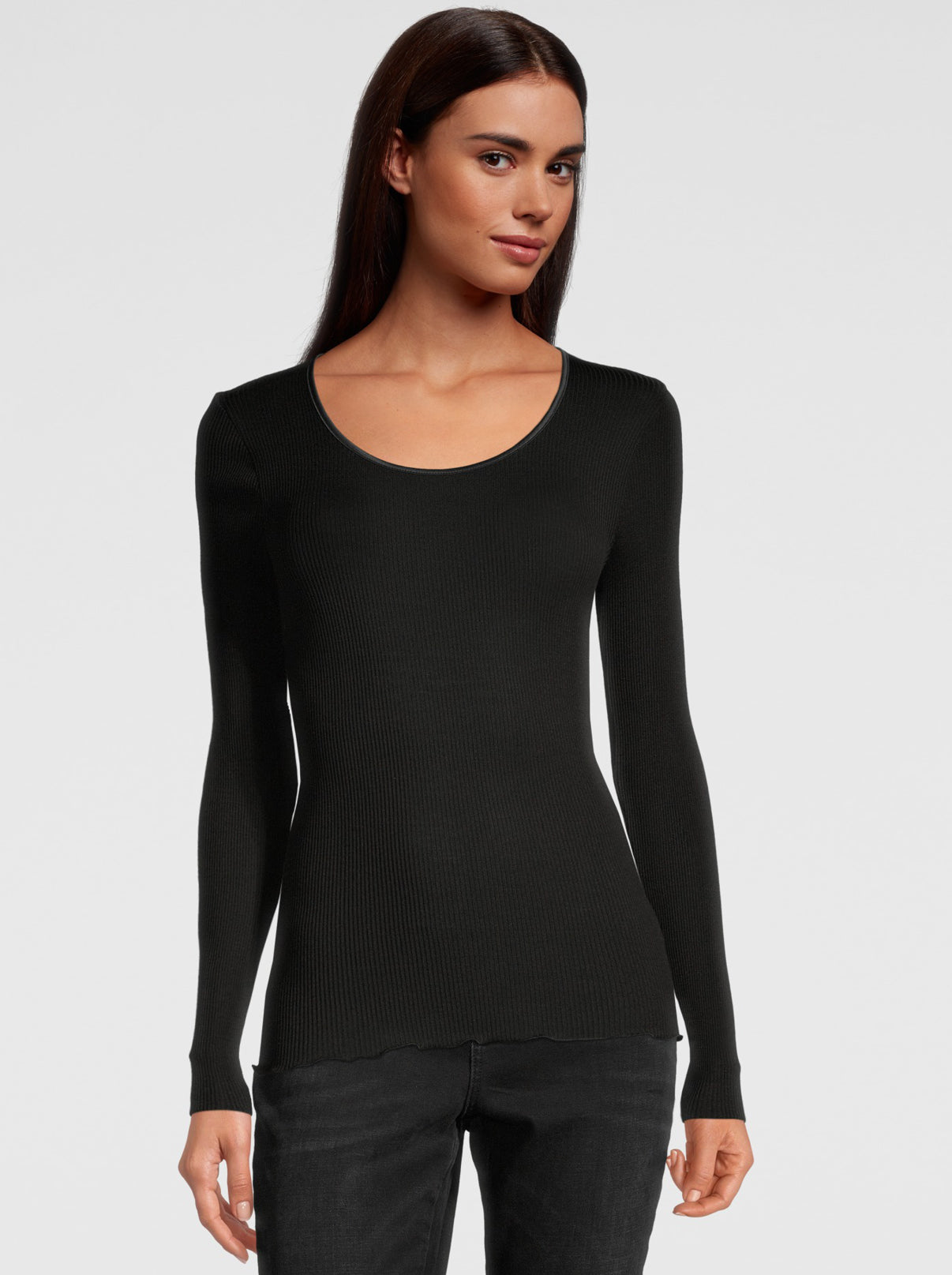 Round Neck Longsleeves Shirt in wool and Silk 3426 - Oscalito