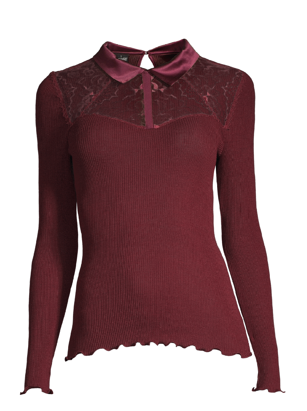 Long Sleeves Shirt with Leavers lace 6466 - Oscalito
