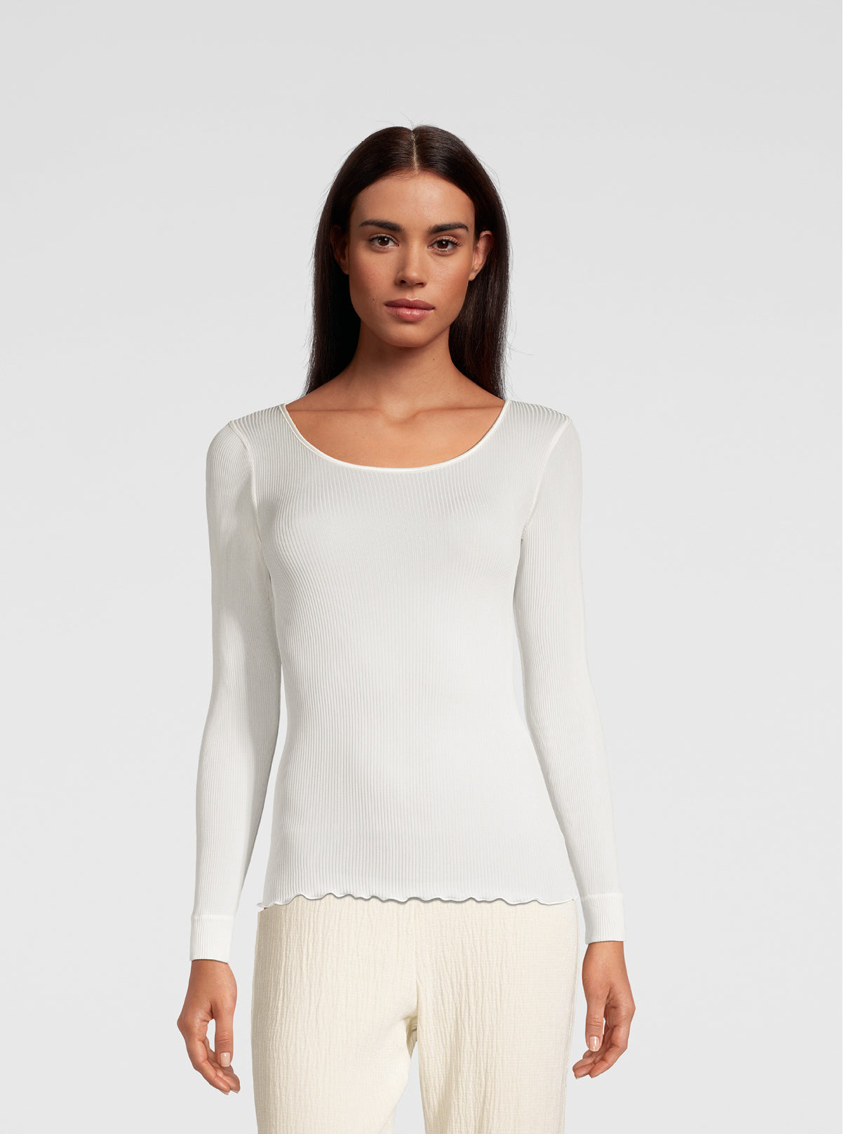 Longsleeves Woman Silk in pure silk organza with satin trimm 9456 - Oscalito