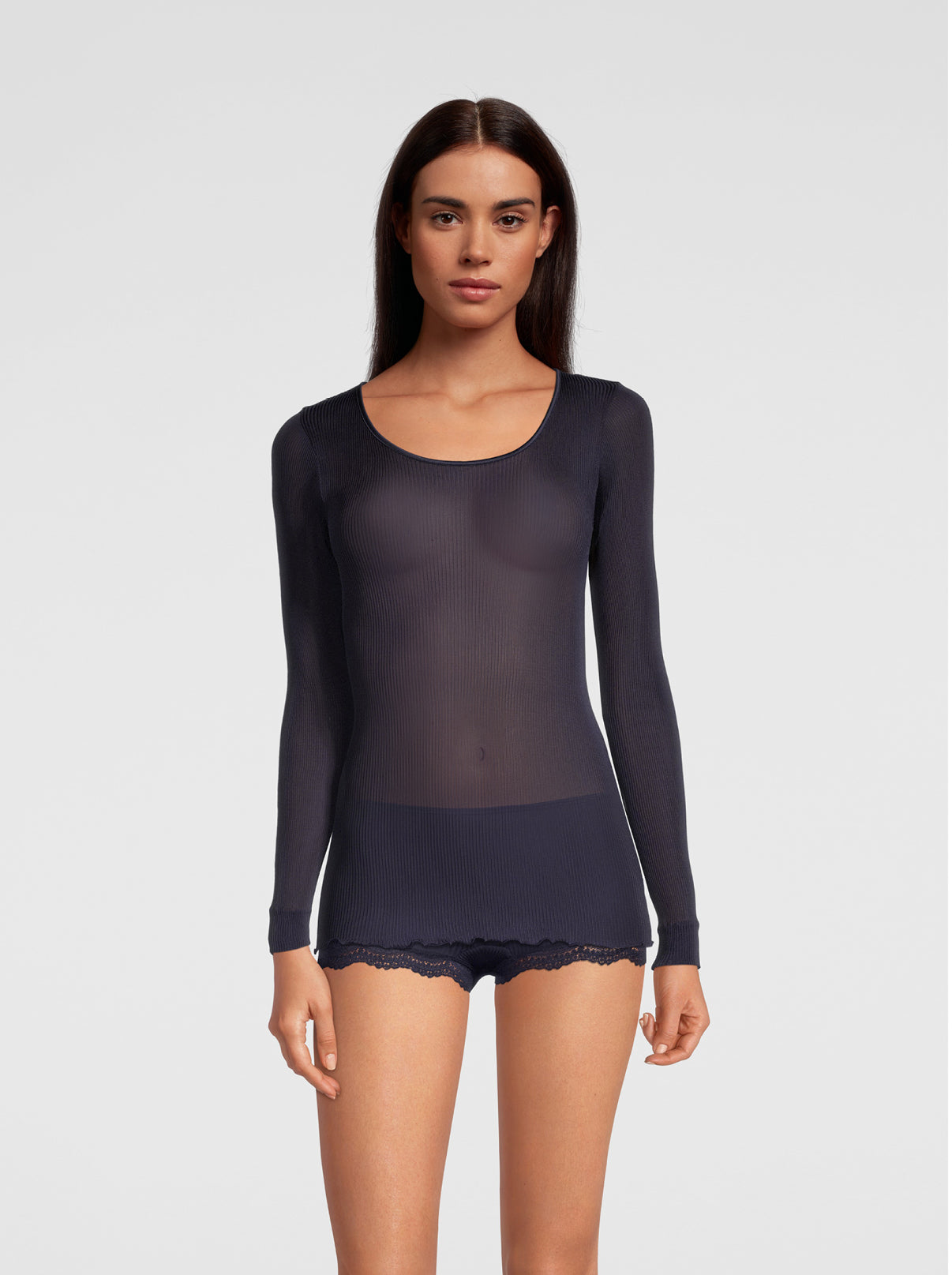 Longsleeves Woman Silk in pure silk organza with satin trimm 9456 - Oscalito