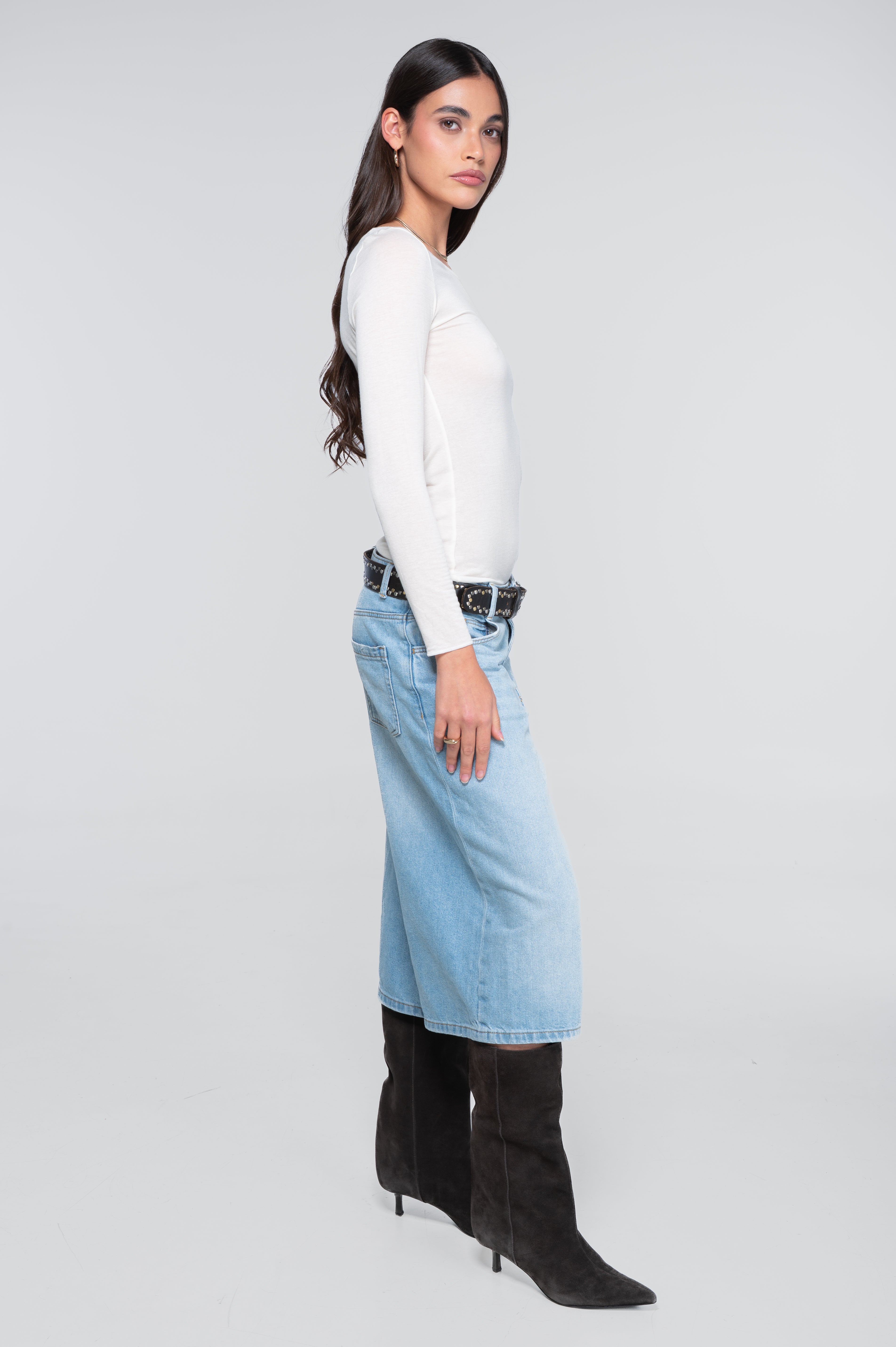 Modal cashmere long sleeves roundneck shirt 1481